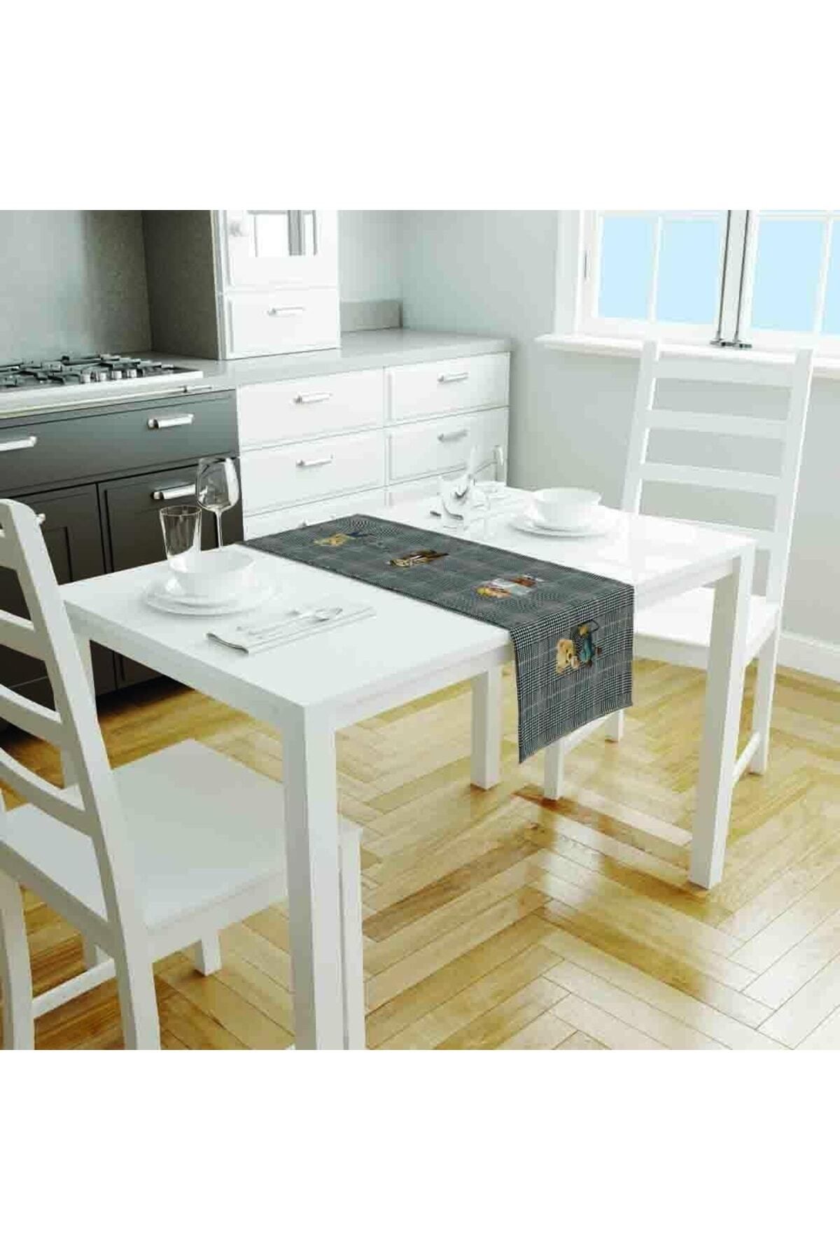 Elioure Çok Renkli Keten Runner 140x45cm, Uluslararası Yıkama ve Solmama Sertifikalı