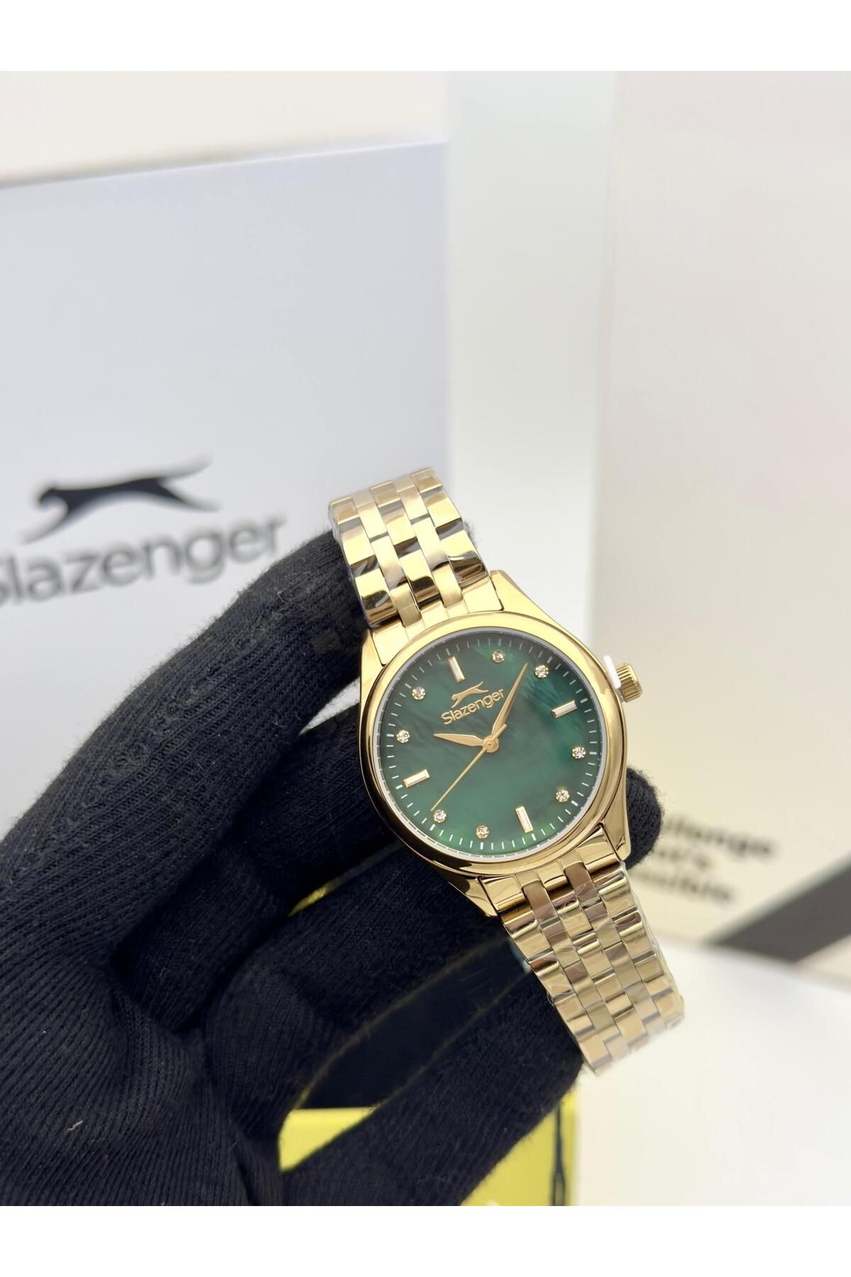 Slazenger SL.09.2528.3 Kadın Kol Saati Altın İçi Yeşil Renk