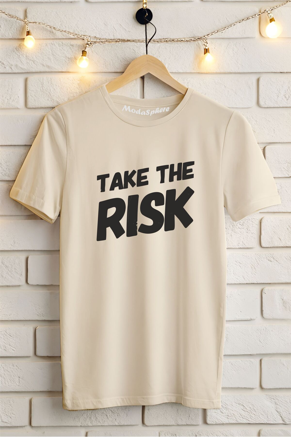 ModaSphere Take The Risk Baskılı Unisex Oversize Tişört
