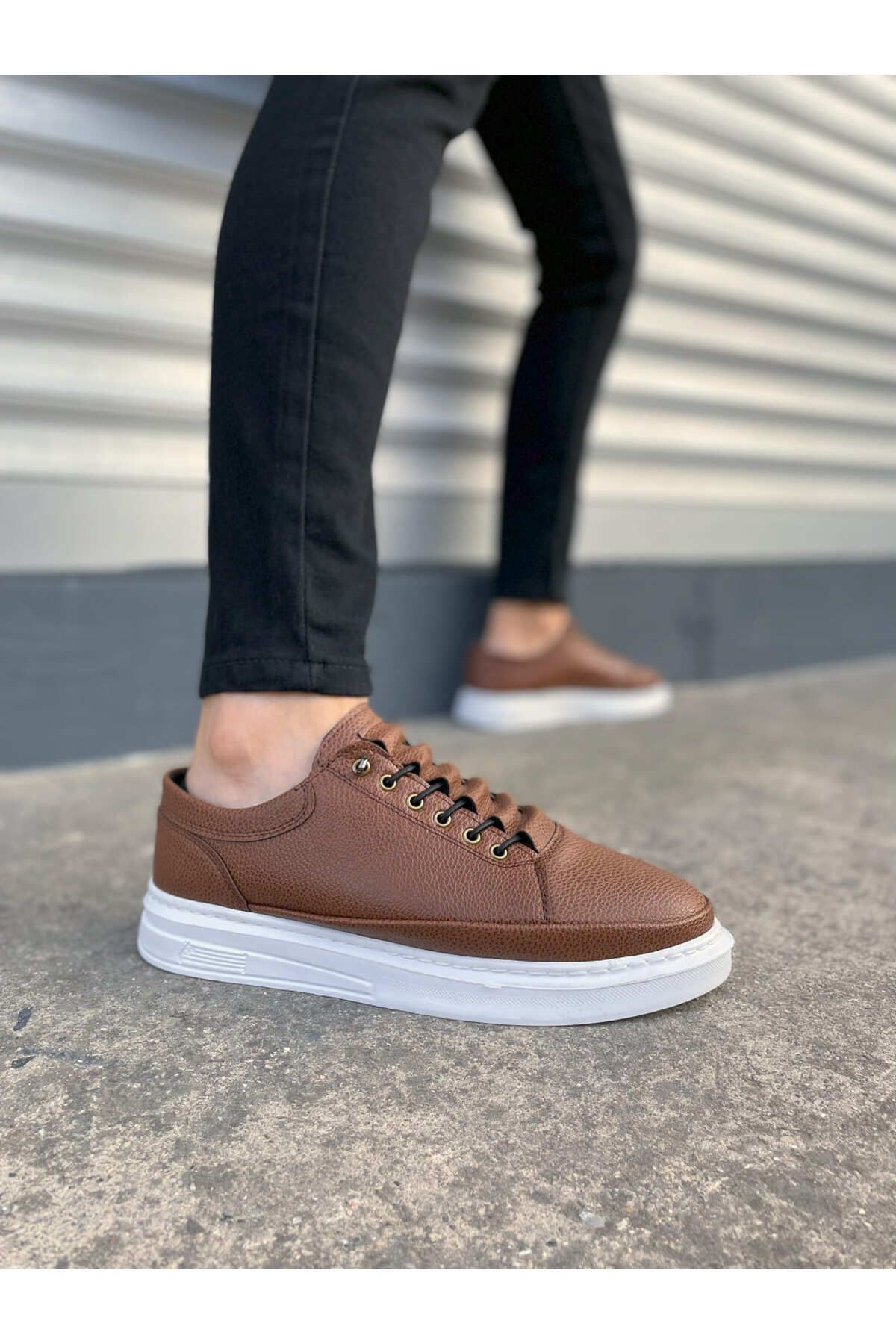 Zerenyus JY0535 Prime Bağcıklı Erkek Sneaker Ayakkabı - Taba Beyaz