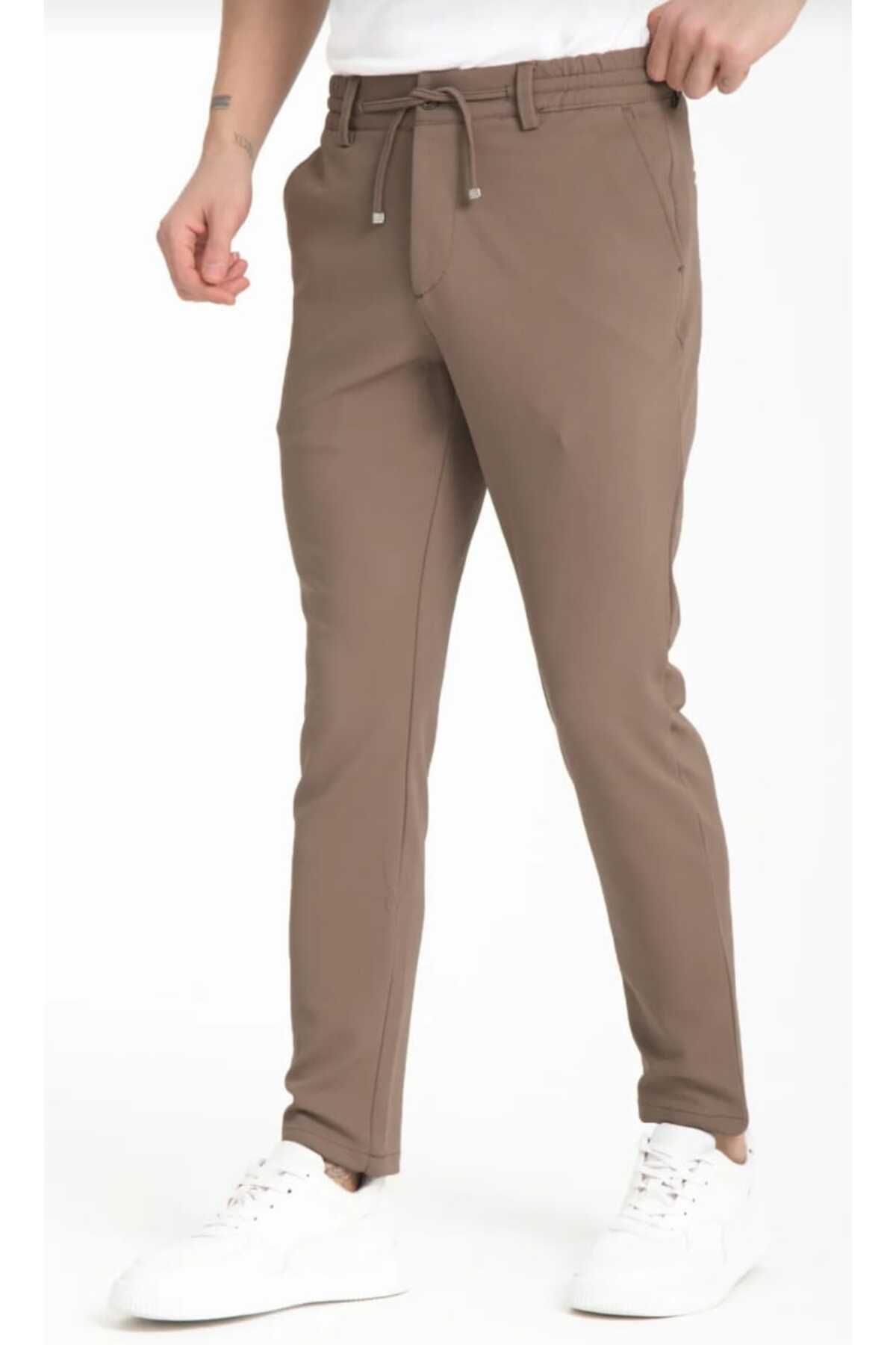LORDA GİYİM Erkek Italyan Kesim Kaliteli Esnek Slim Fit Likralı Lastikli Ipli Şık Koton Kumaş Pantolon Okul