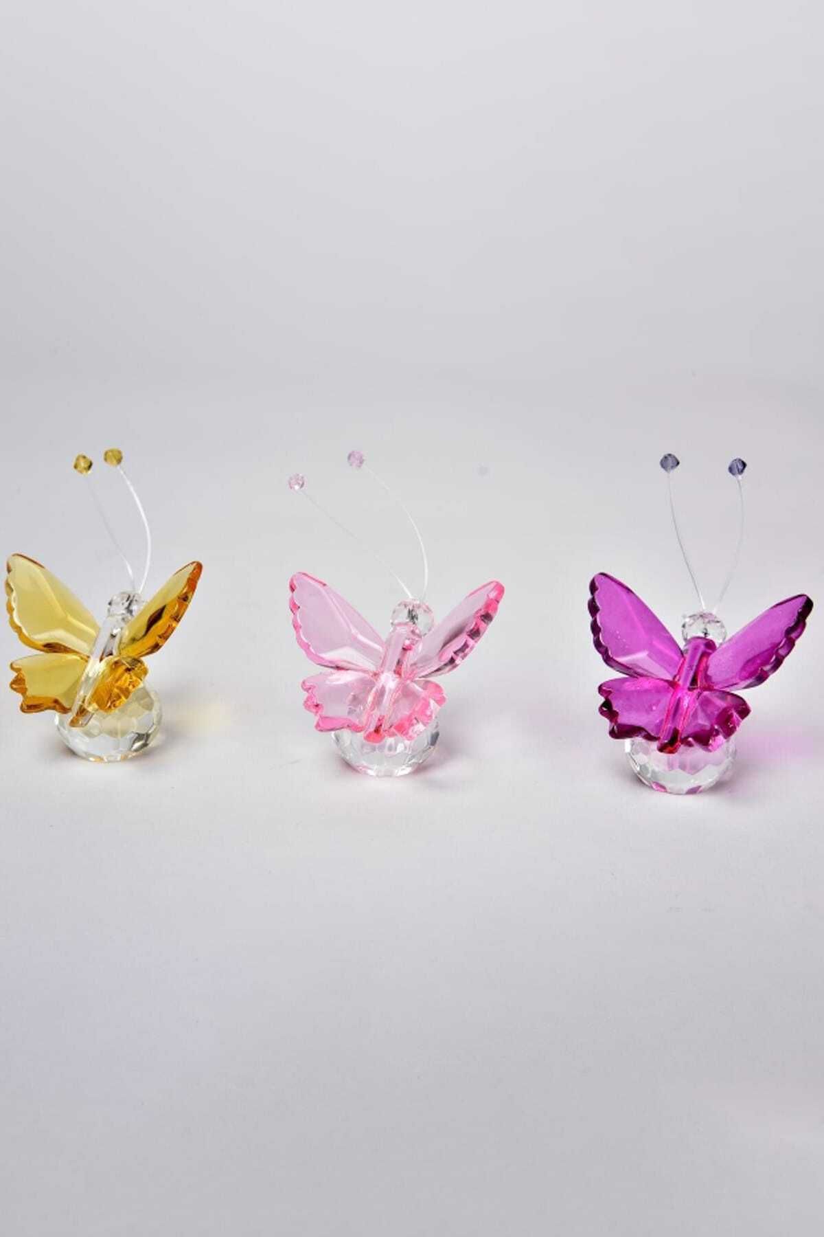 Elioure Parlak Kristal Kelebek Seti 3'lü, 5.5 cm, çeşitli renk seçenekleri