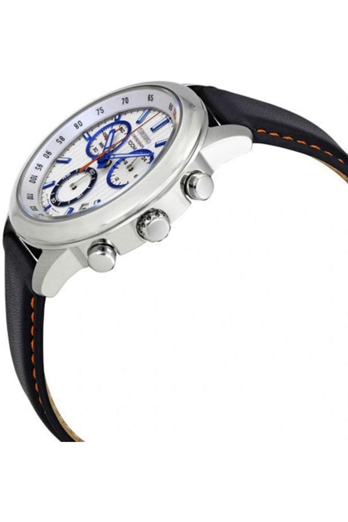 Seiko-Seiko Men's Watch with White Dial and Leather Strap - SSB209P1 3