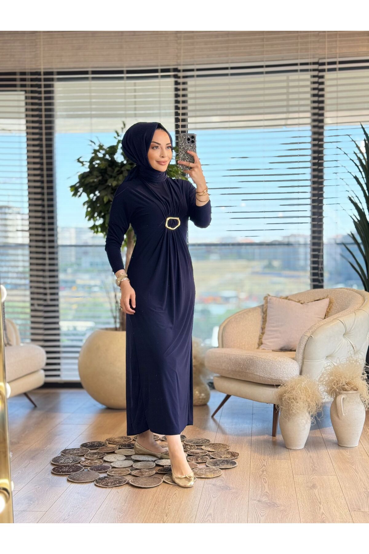ALANURMODA Toka ve Büzgü Detaylı Elbise