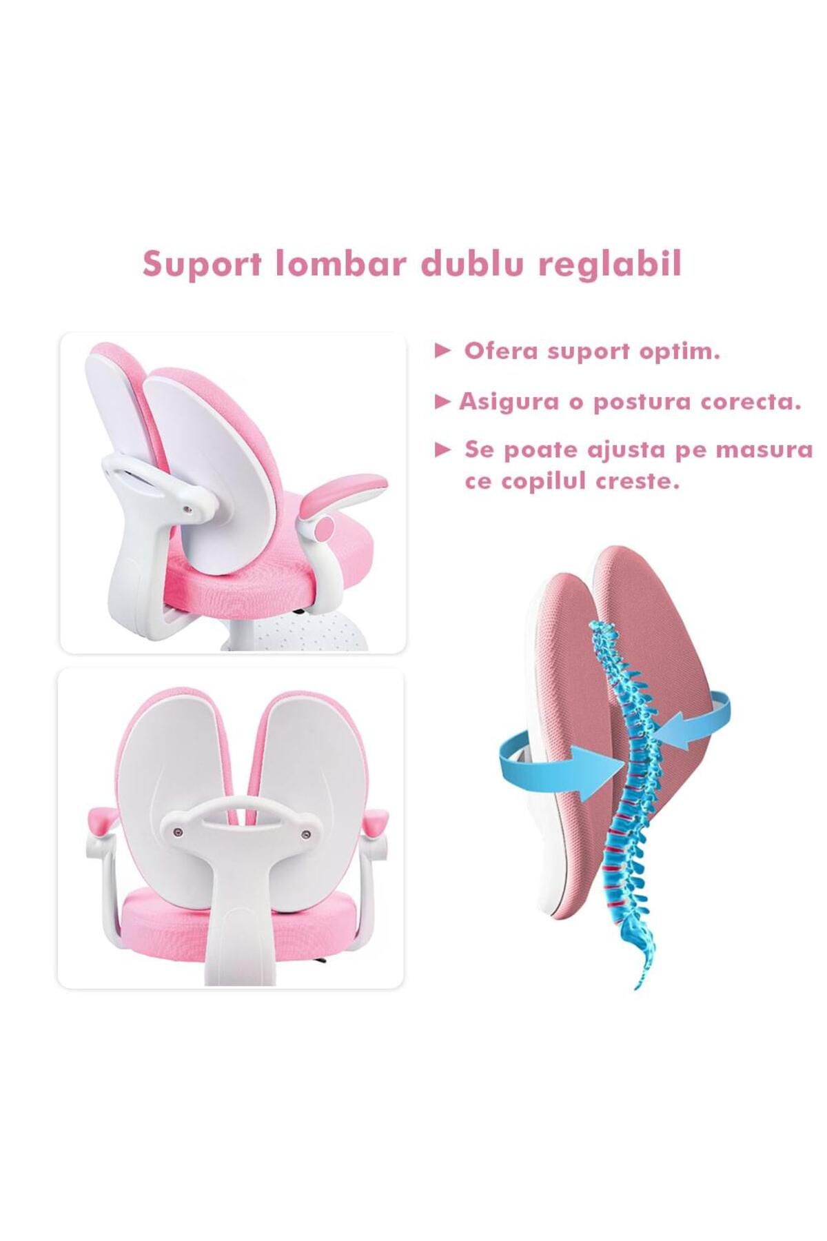 Onuvio-® Scaun ergonomic reglabil pentru clasele primare - Învățarea posturii corecte - Roz 3
