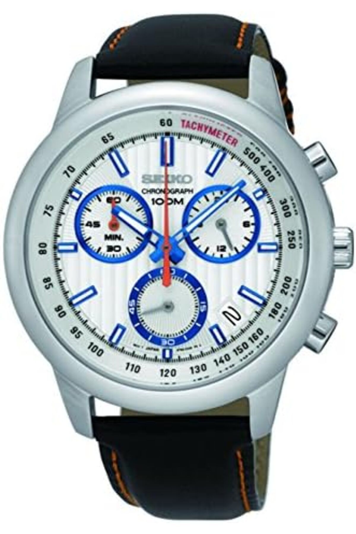 Seiko-Seiko Men's Watch with White Dial and Leather Strap - SSB209P1 1