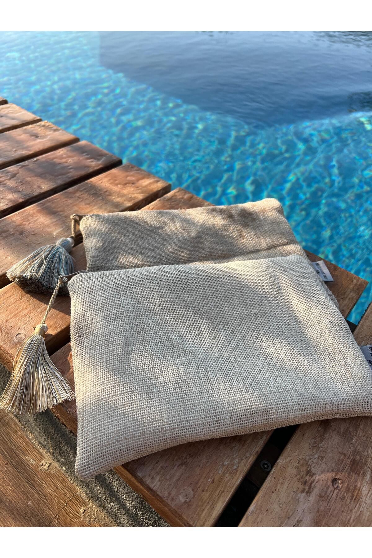 Home Mof Home Collection Hasır Görünümlü Püsküllü Clutch Çanta
