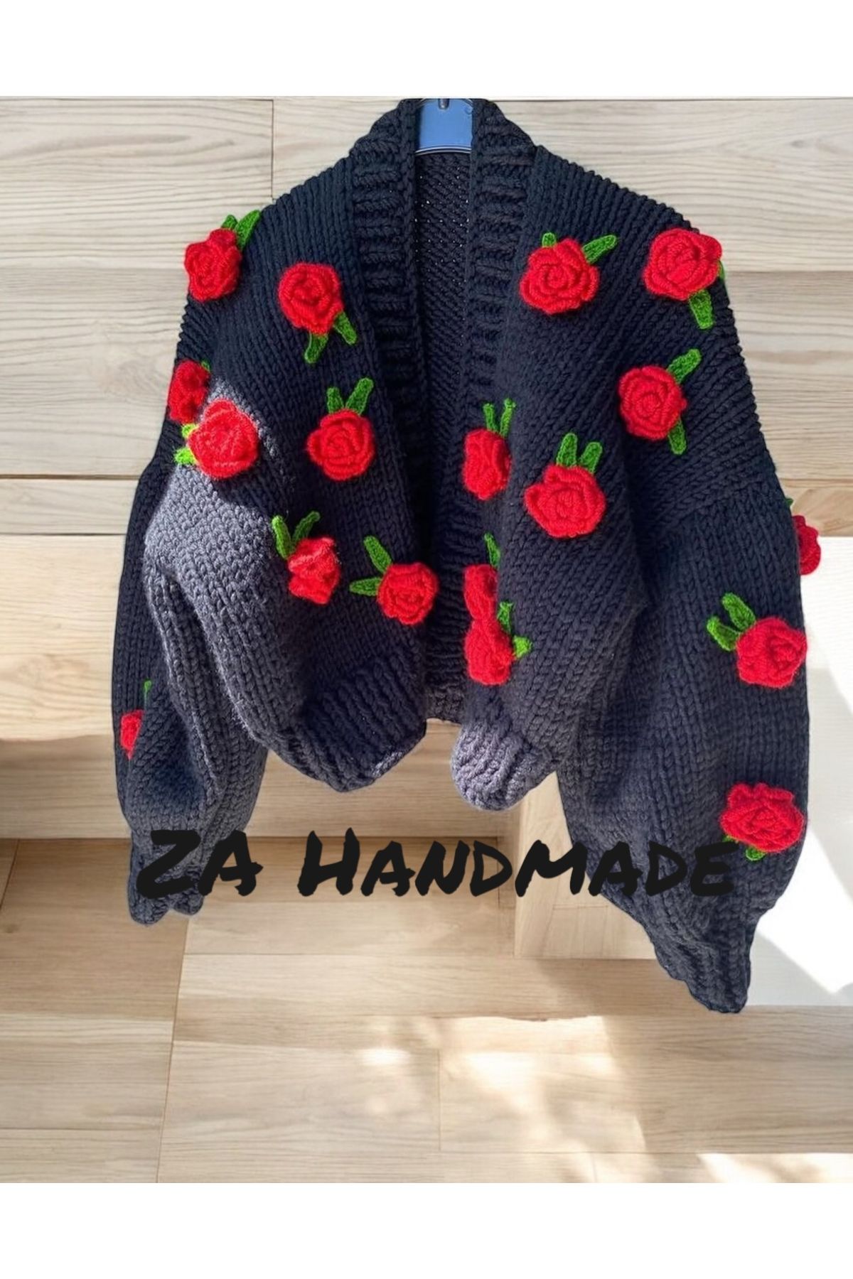 ZAHandmade Gül detaylı el örgüsü hırka