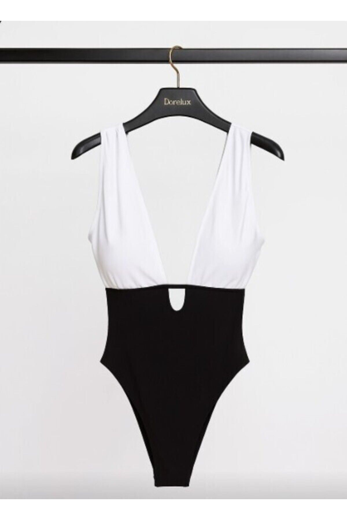 Pierre Cardin 2025 Yeni Sezon Monaco Fit Tek Parça Siyah Beyaz Mayo–yüksek Bel&sırt Dekolteli