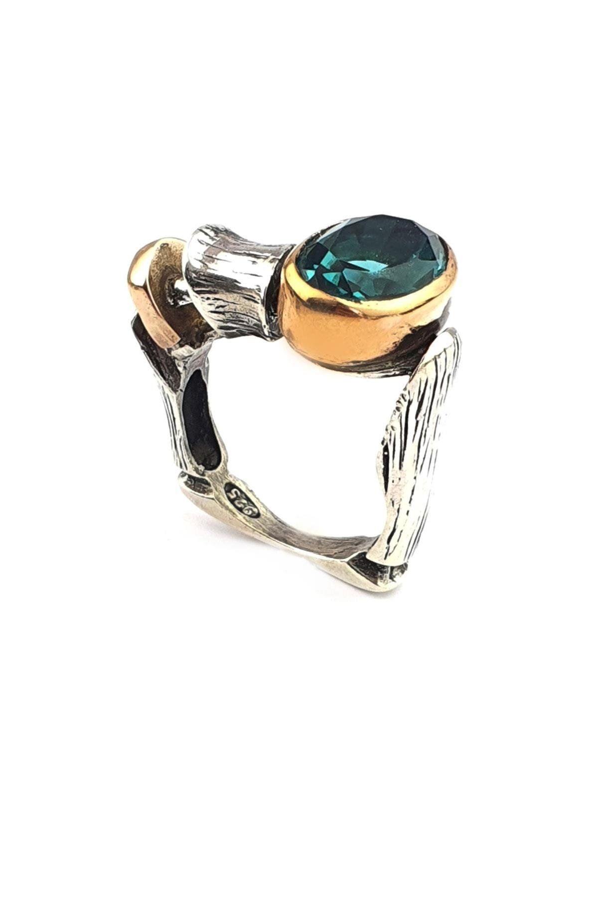 OSESHOP Aquamarin Taşlı 925 ayar Gümüş Tasarım Yüzük