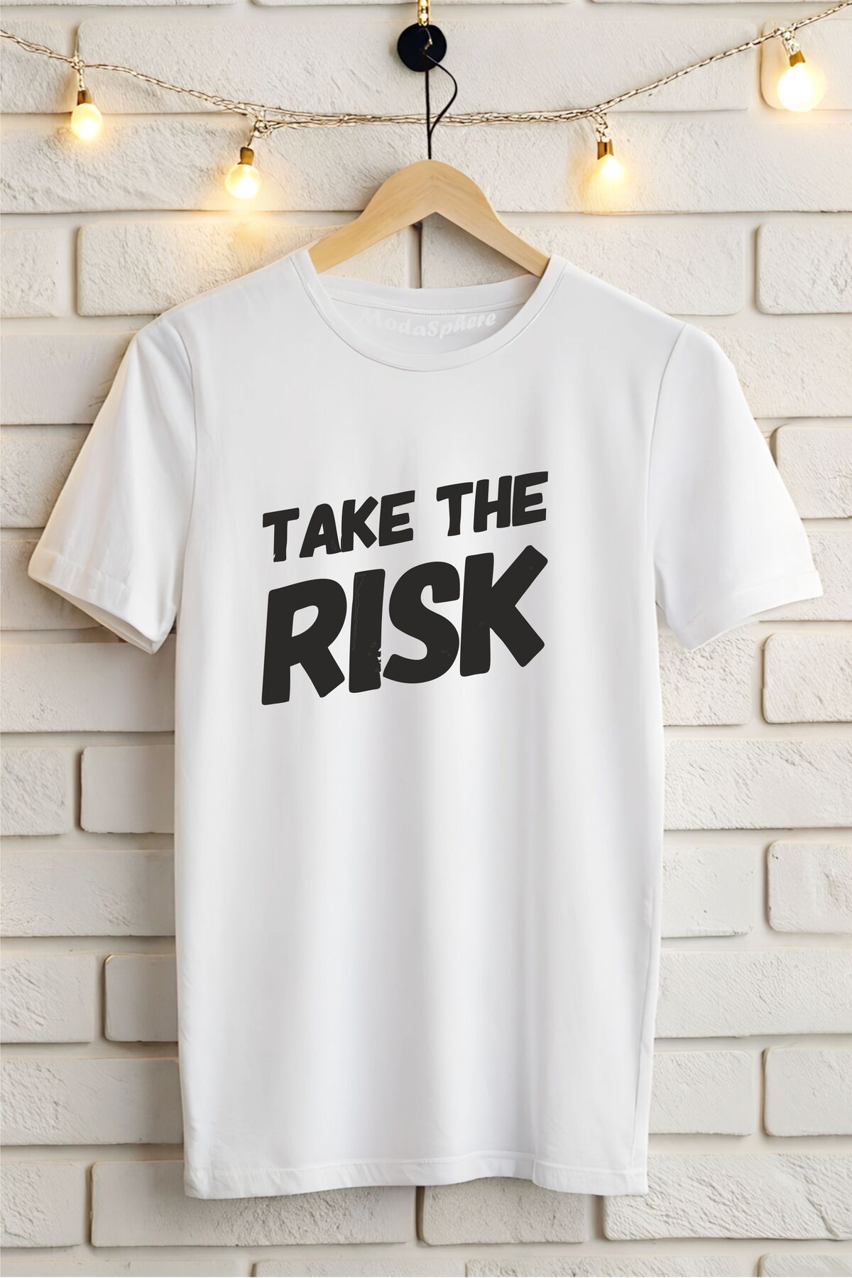 ModaSphere Take The Risk Baskılı Unisex Oversize Tişört