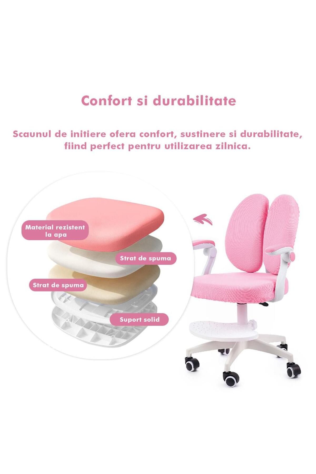 Onuvio-® Scaun ergonomic reglabil pentru clasele primare - Învățarea posturii corecte - Roz 4