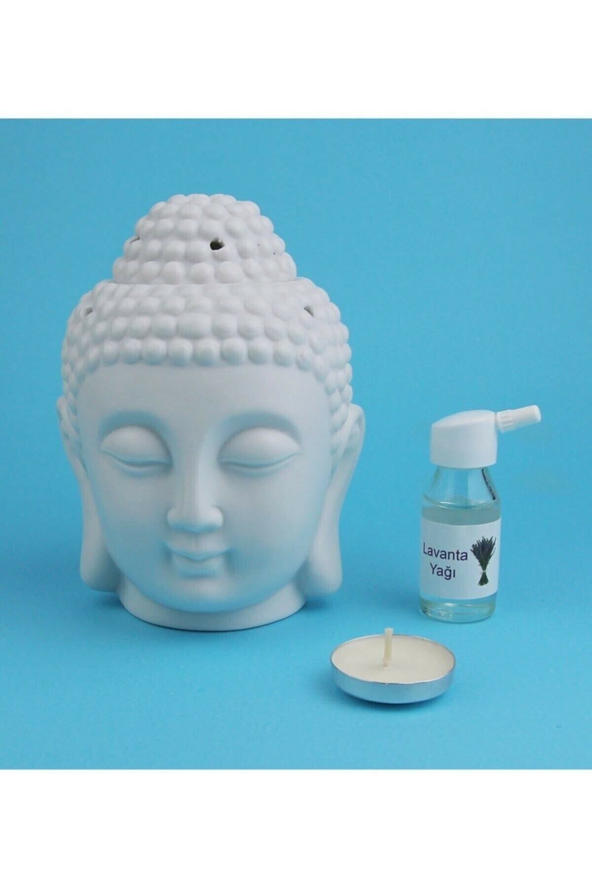Elioure Buddha Kafası Temalı Beyaz Buhurdanlık, huzur ve şıklık katacak şık tasarım