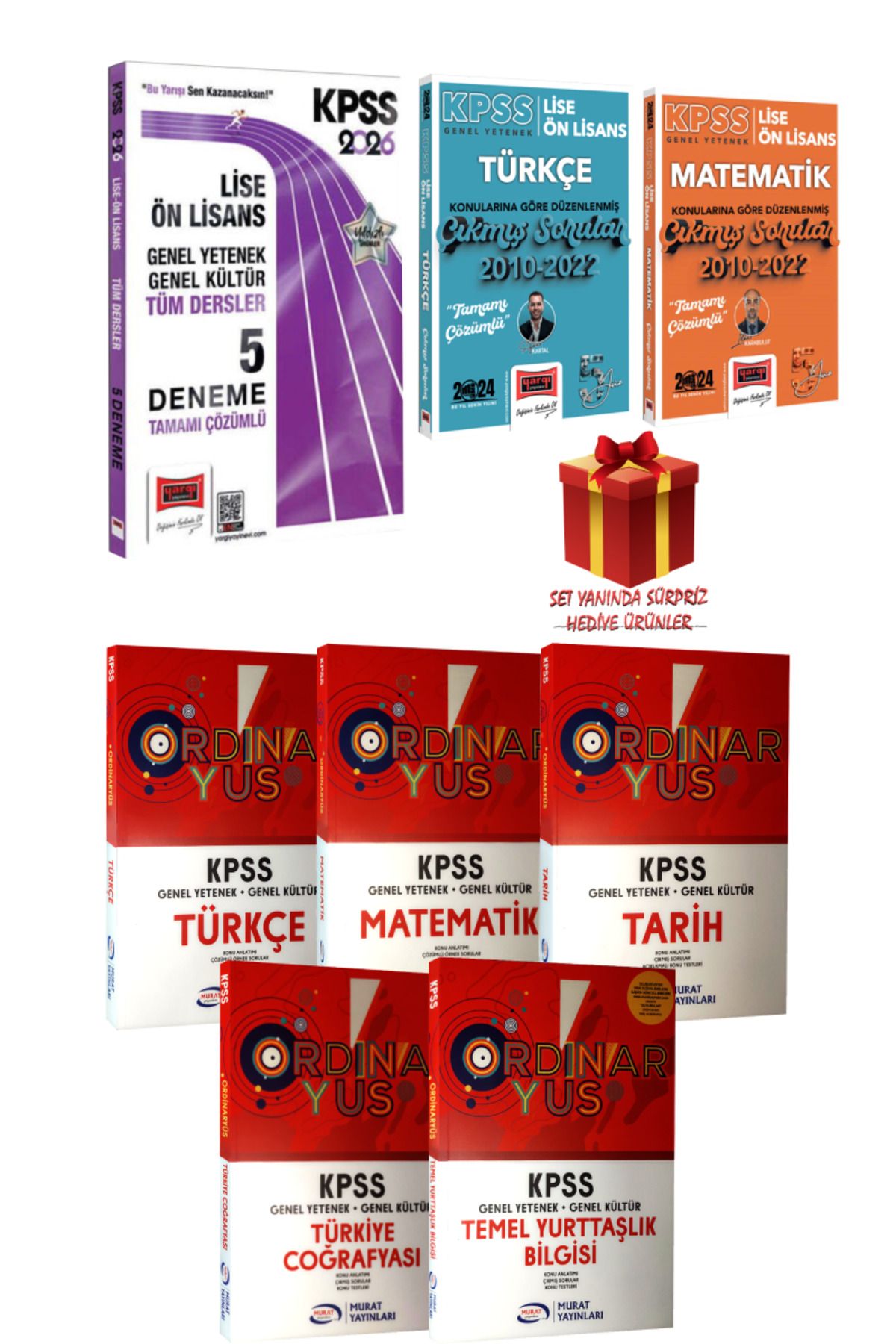 Yargı Yayınları 2026 KPSS Lise Ön Lisans Tüm Dersler 5 Deneme+ Türkçe Matematik Çıkmış Soru+ Ordinaryus Konu Anlatım