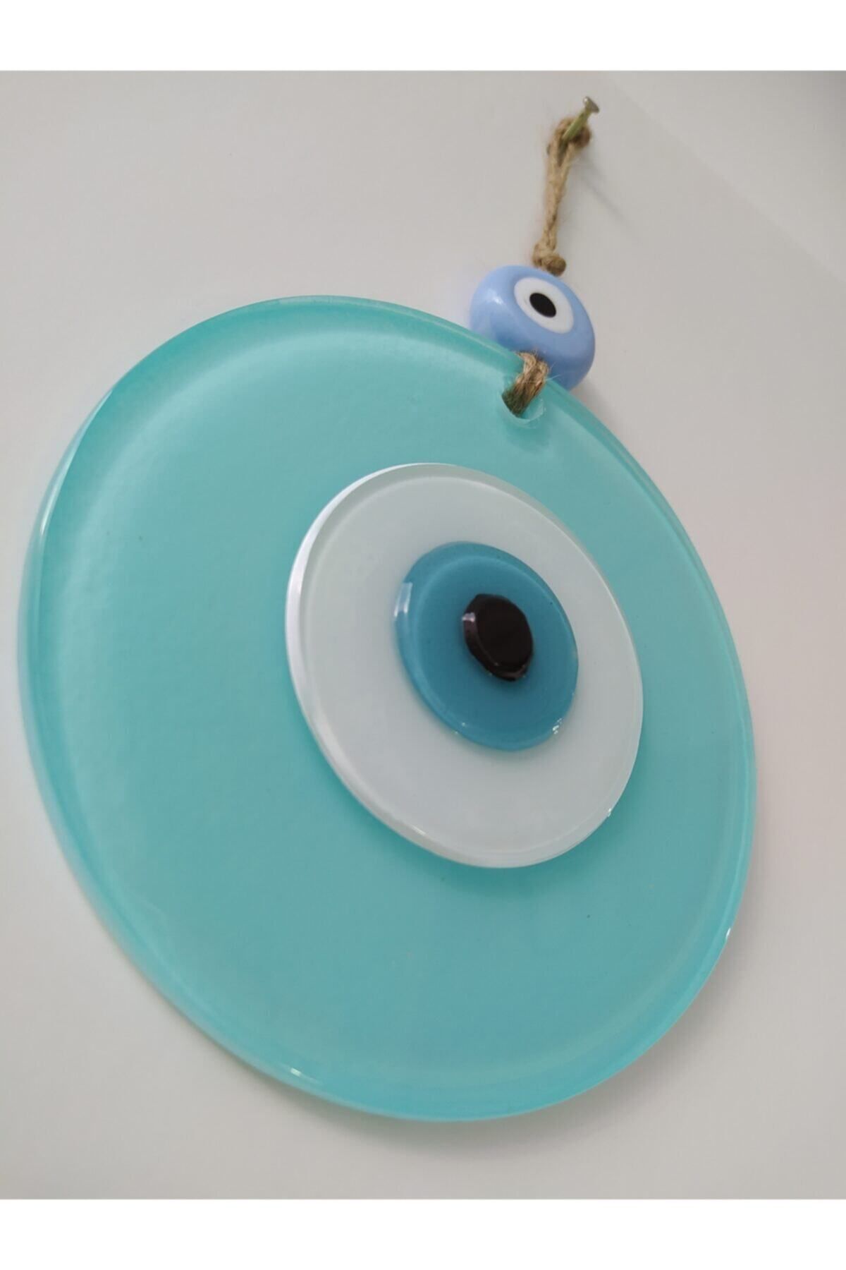 Elioure El yapımı çok renkli büyük cam nazar boncuğu duvar dekoru, 12 cm