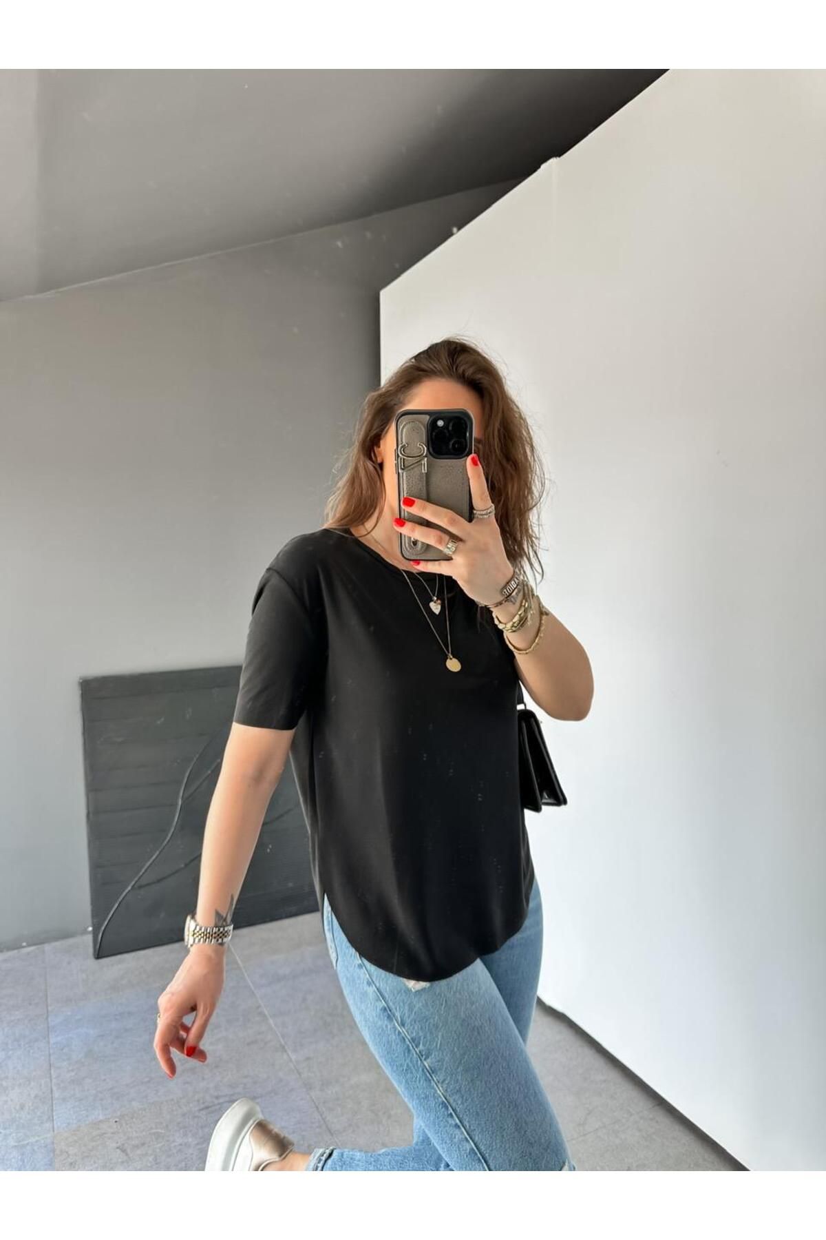 Zerrincan Giyim Siyah Lazer Kesim Modal Tshirt