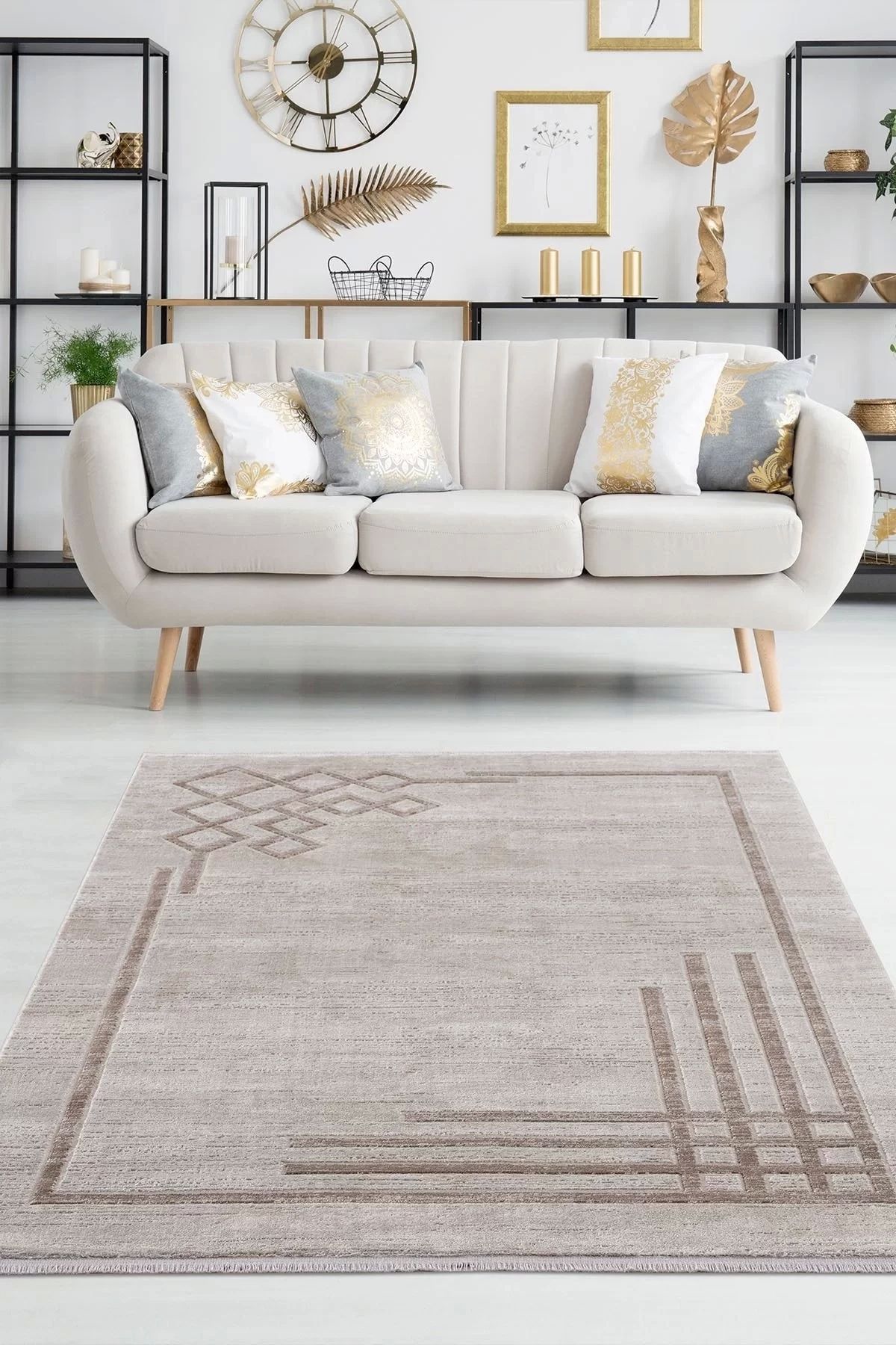 PetraHomeLiving Breda Modern Salon ve Oturma Odası Halısı - Kahverengi