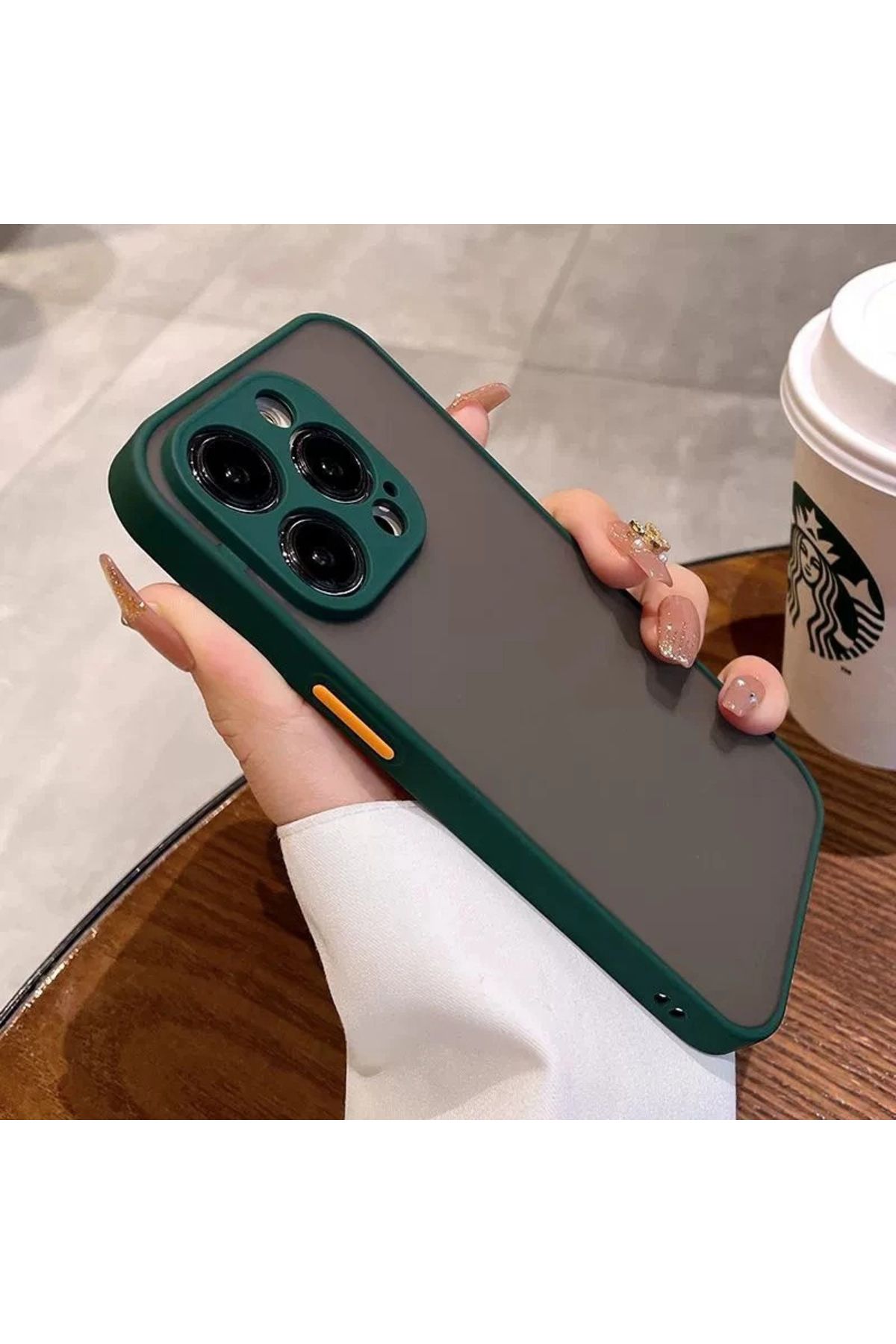 Merwish iPhone 11 Pro Max Uyumlu Kamera Korumalı Renkli Tuş Detayı Mat Şeffaf Silikon Kılıf Kapak Haki