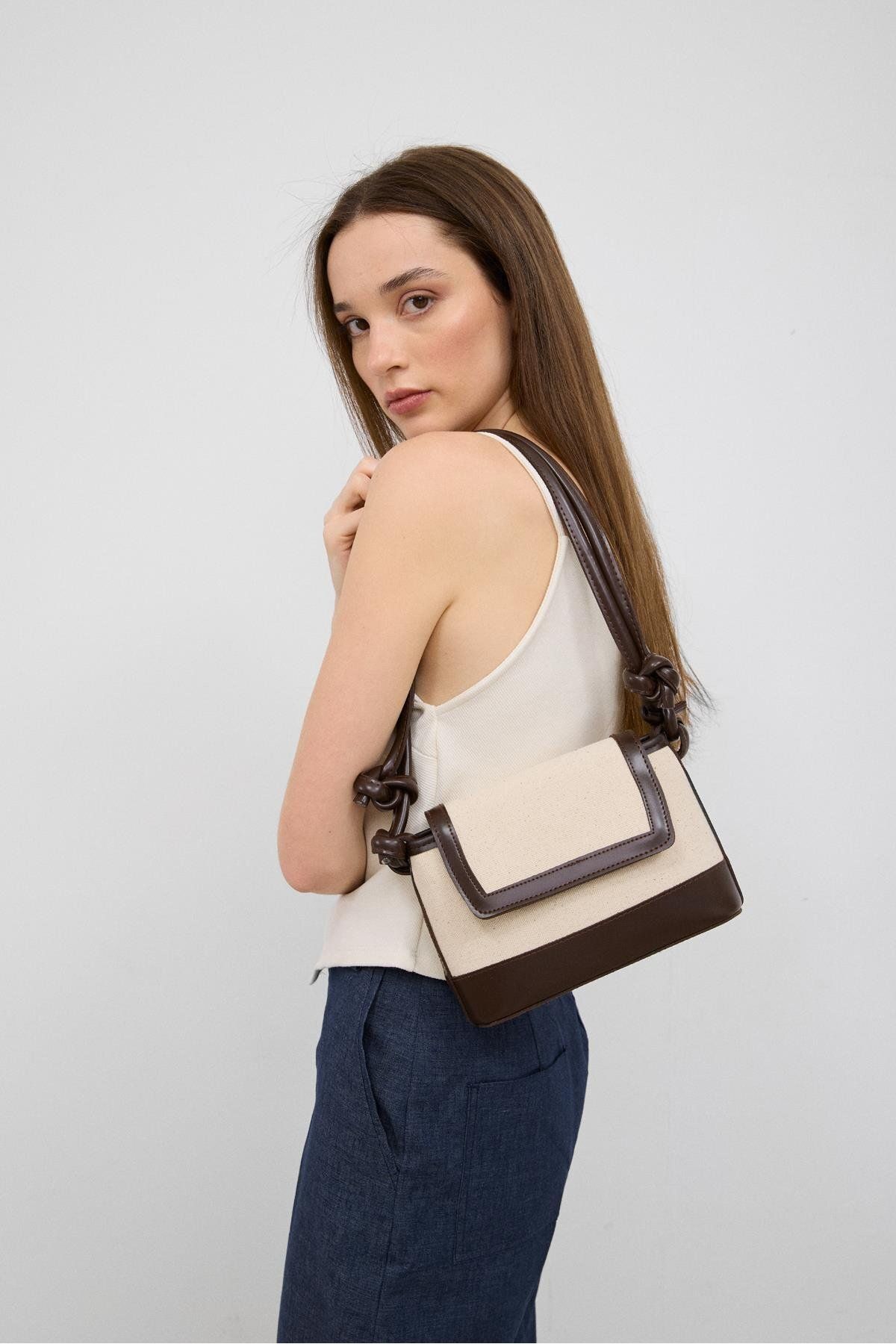 Shule Bags Lunea Acı Kahve Kanvas Çapraz Çanta