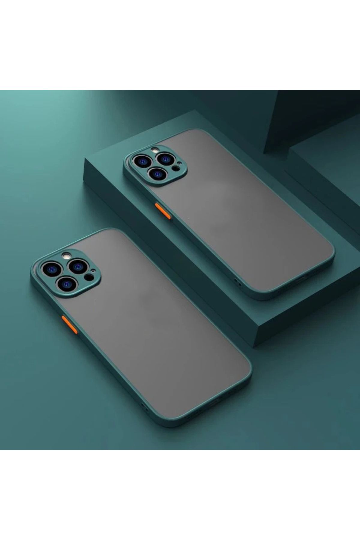 Merwish iPhone 14 Pro Max Uyumlu Kamera Korumalı Renkli Tuş Detayı Mat Şeffaf Silikon Kılıf Kapak Haki