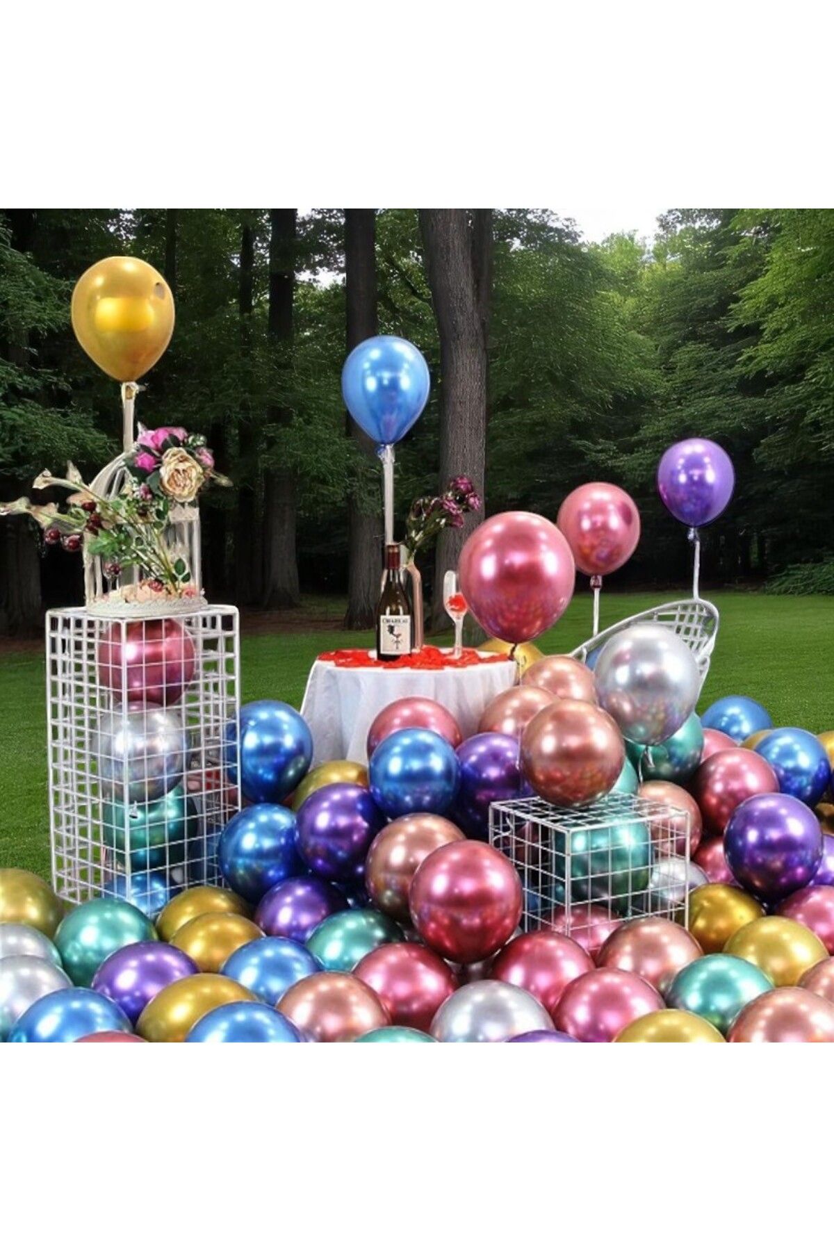 Kuzey 25 ADET RENKLİ KROM BALON PARLAK METALİK KROM RENKLİ BALON HELYUM GAZINA UÇAN BALONA UYGUNDUR