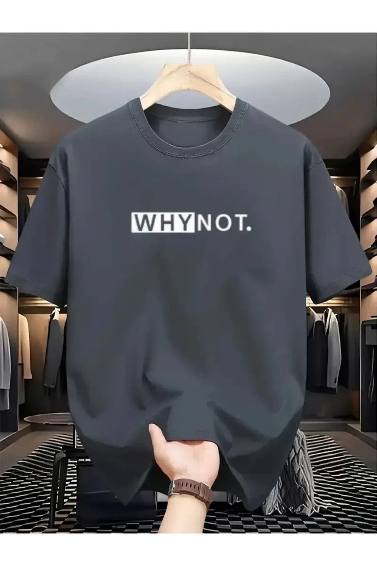 WOODROFFE Ünisex "Neden Olmasın?" Baskılı T-shirt Yeni Sezon Oversize Salaş