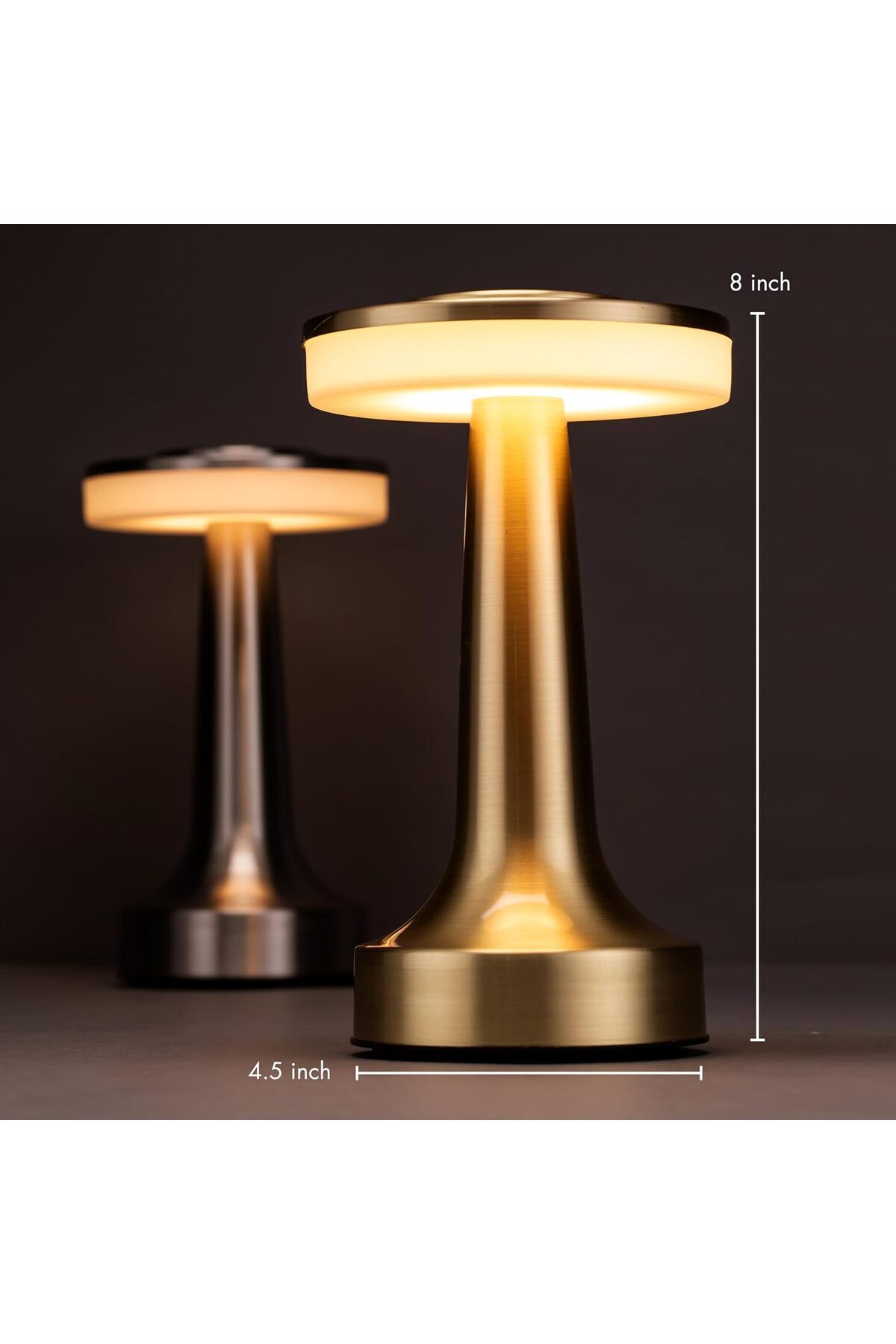 NO N4ME-OBright Portable LED Desk Lamp with Touch Sensor, 3 Brightness Levels, Rechargeable Battery (Gold) 5
