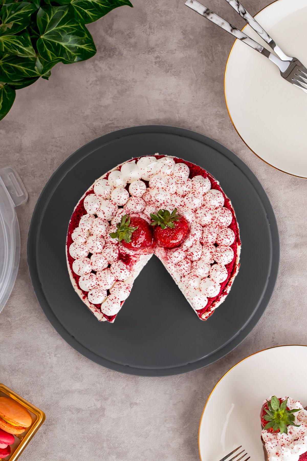 Porsima-1091 Round Cake Pastry Pie Storage Container - Transporting Pan with Locking Lid 25 cm 4