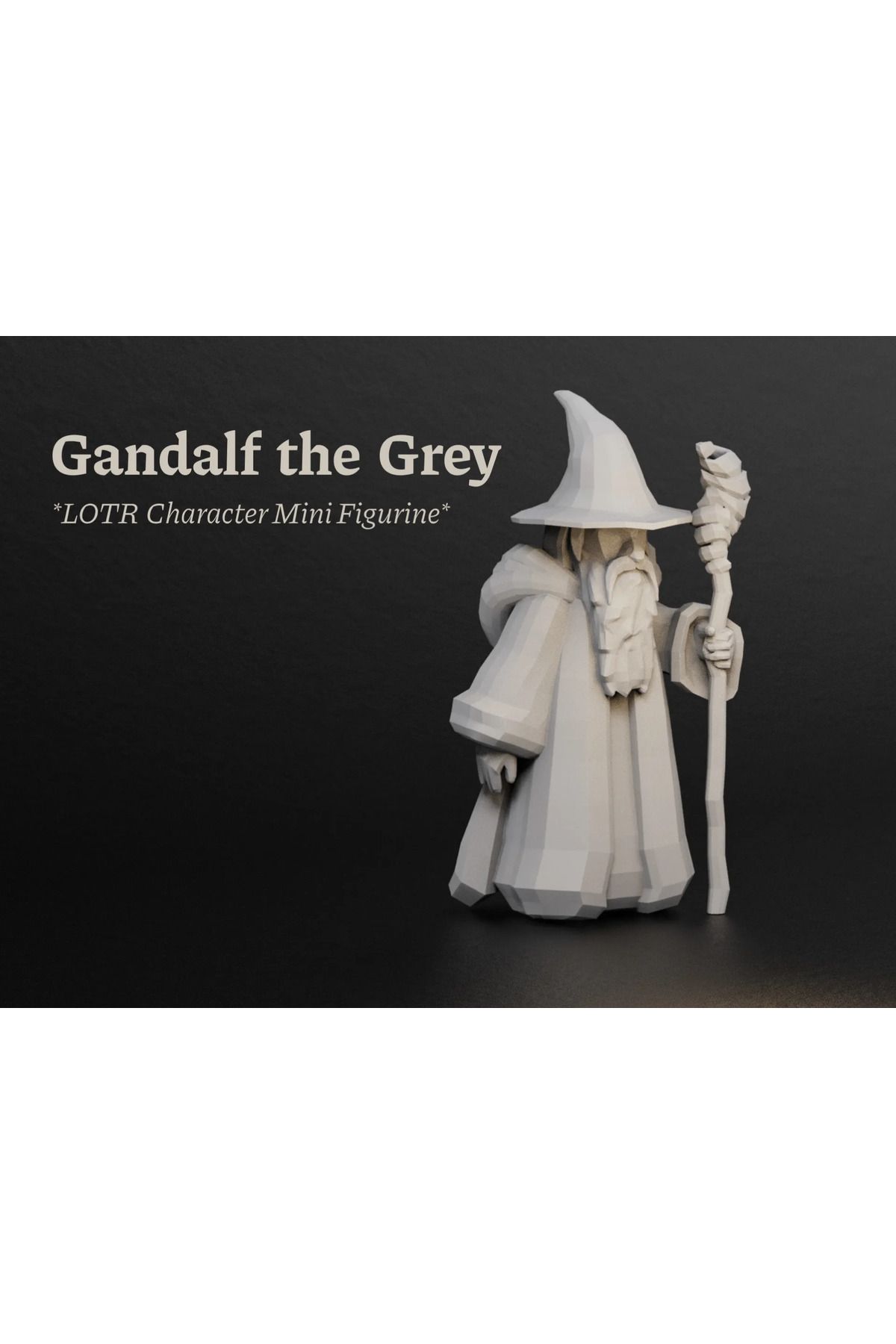 Phigo Lord of the Rings Gandalf Low Poly Figür 8 cm Minimalist Orta Dünya Koleksiyon Figürü