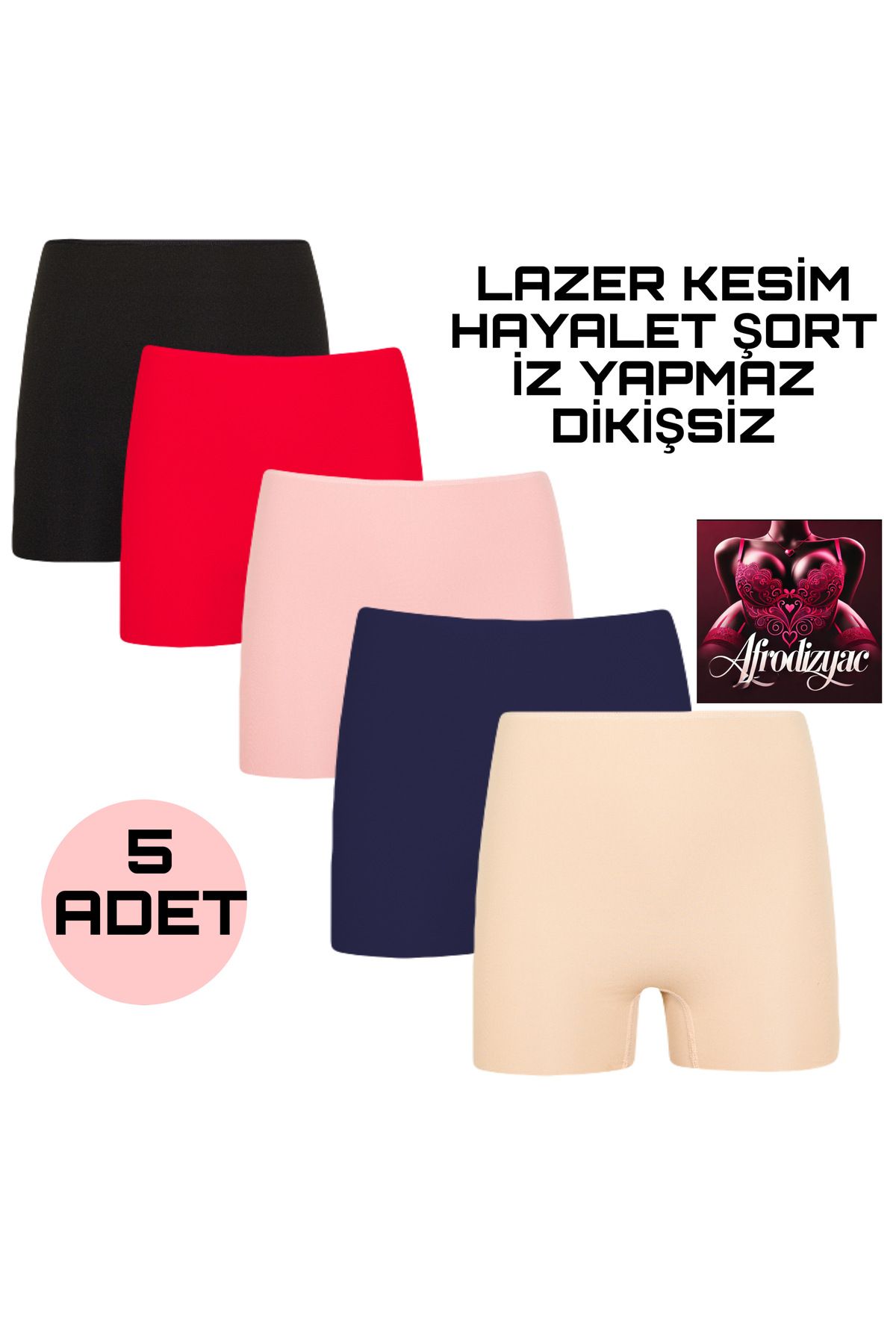 Afrodizyac 5'li Lazer Kesim Dikişsiz İz Yapmaz Hayalet Şort/Boxer(Extra Esnek Ve Extra Yumuşak)