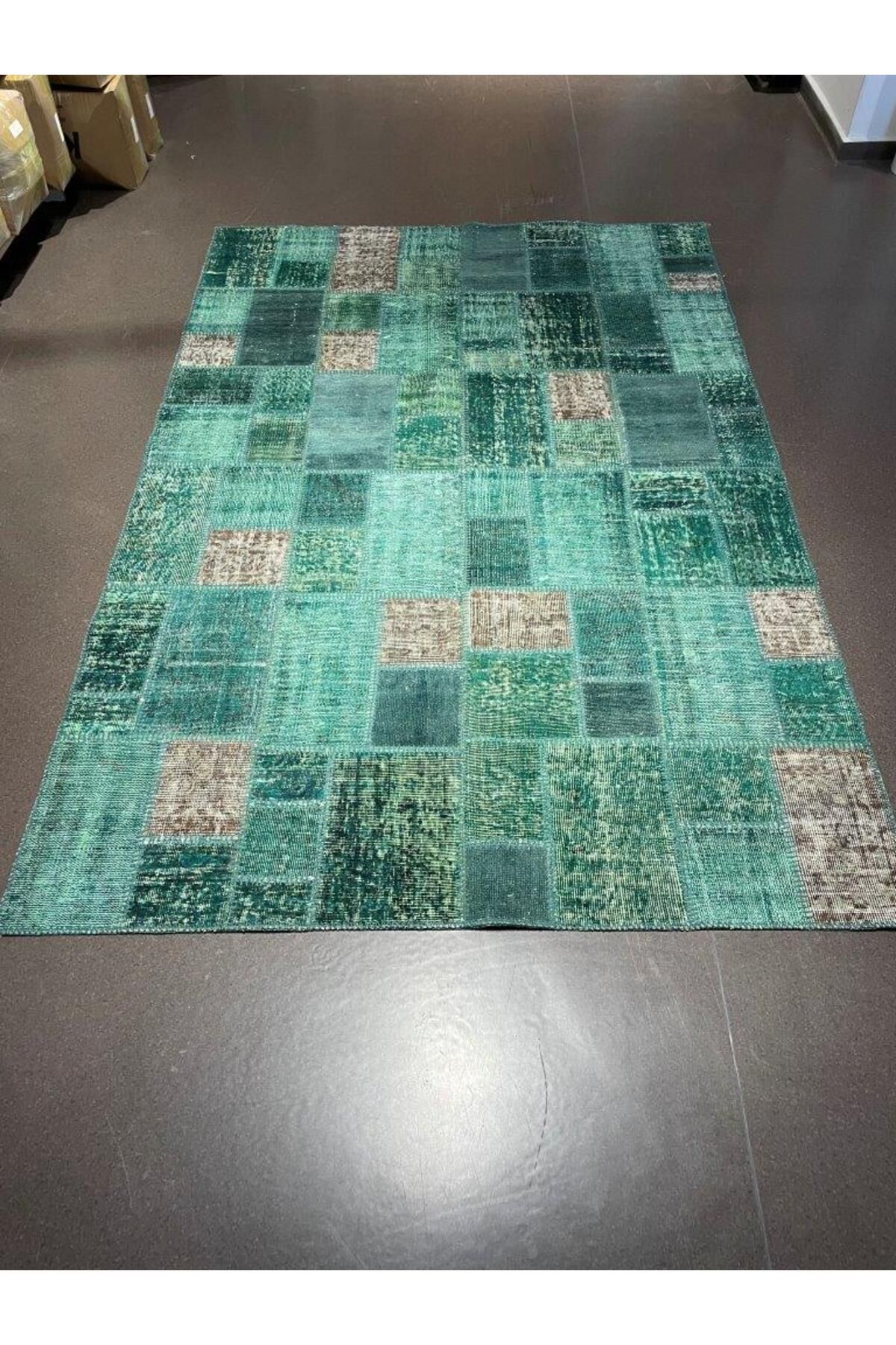 KOZZY HOME Patchwork El Yapımı Yün Halı Vintage El Dokuma %100 Kök Boya Klasik Desenli Modern Halı (NO-202)