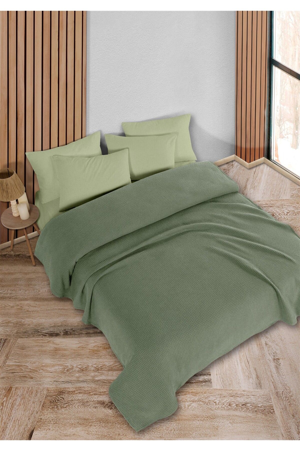 HomeBerry Adaline Çağla Yeşili Çift Kişilik Pike Takımı 200 x 230 cm