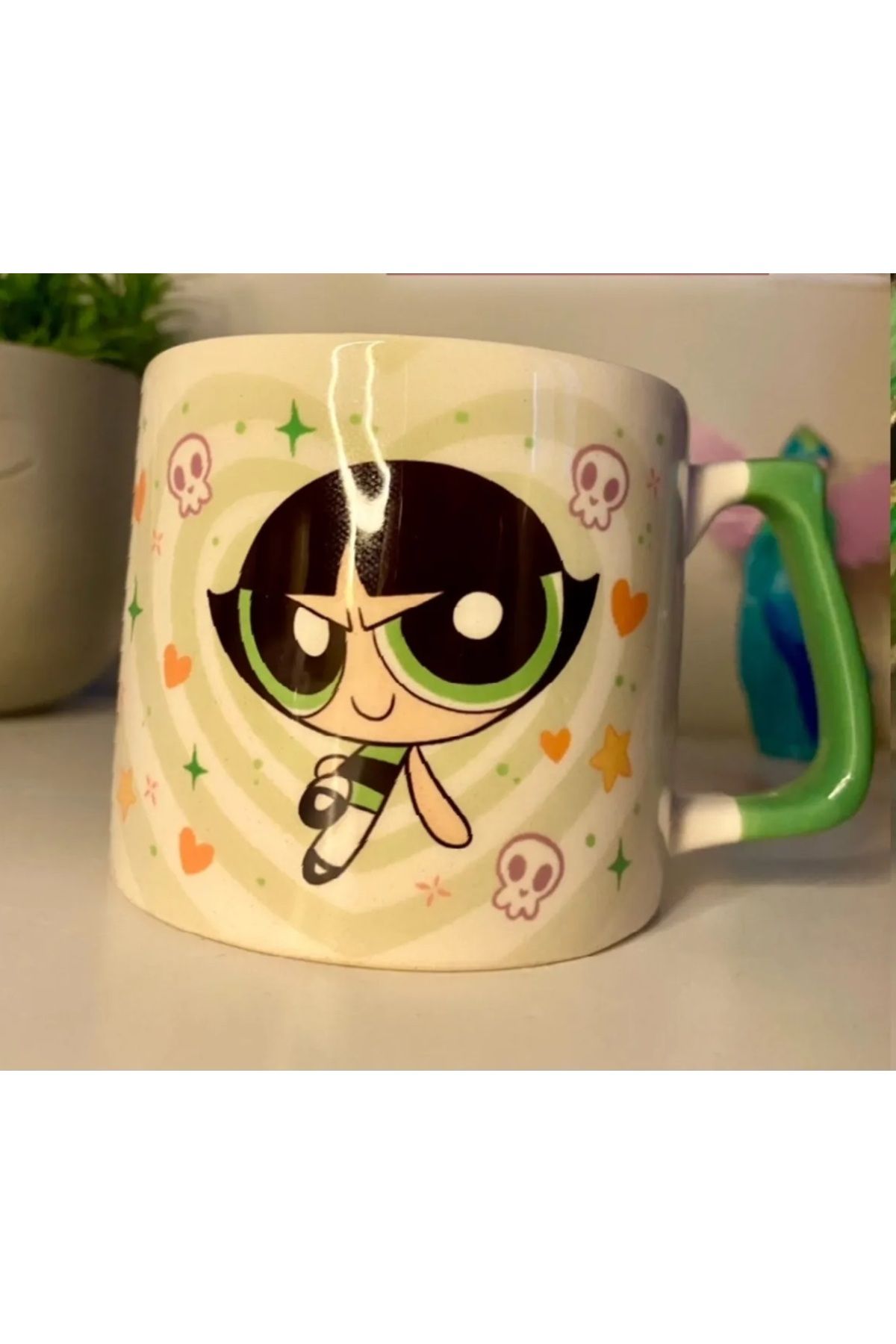 RHG Art PowerPuff Girls - Blossom - Buttercup - Bubbles Kalp Detaylı Kupa Bardak Kahve Fincanı