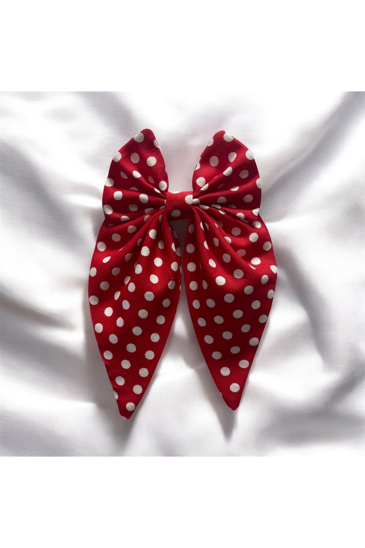 YümanınYumağı Hand Made Kırmızı Puantiyeli Kurdela Kadın Toka