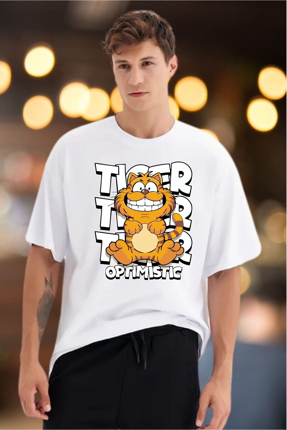 ModaSphere Tiger Baskılı Unisex Oversize Tişört