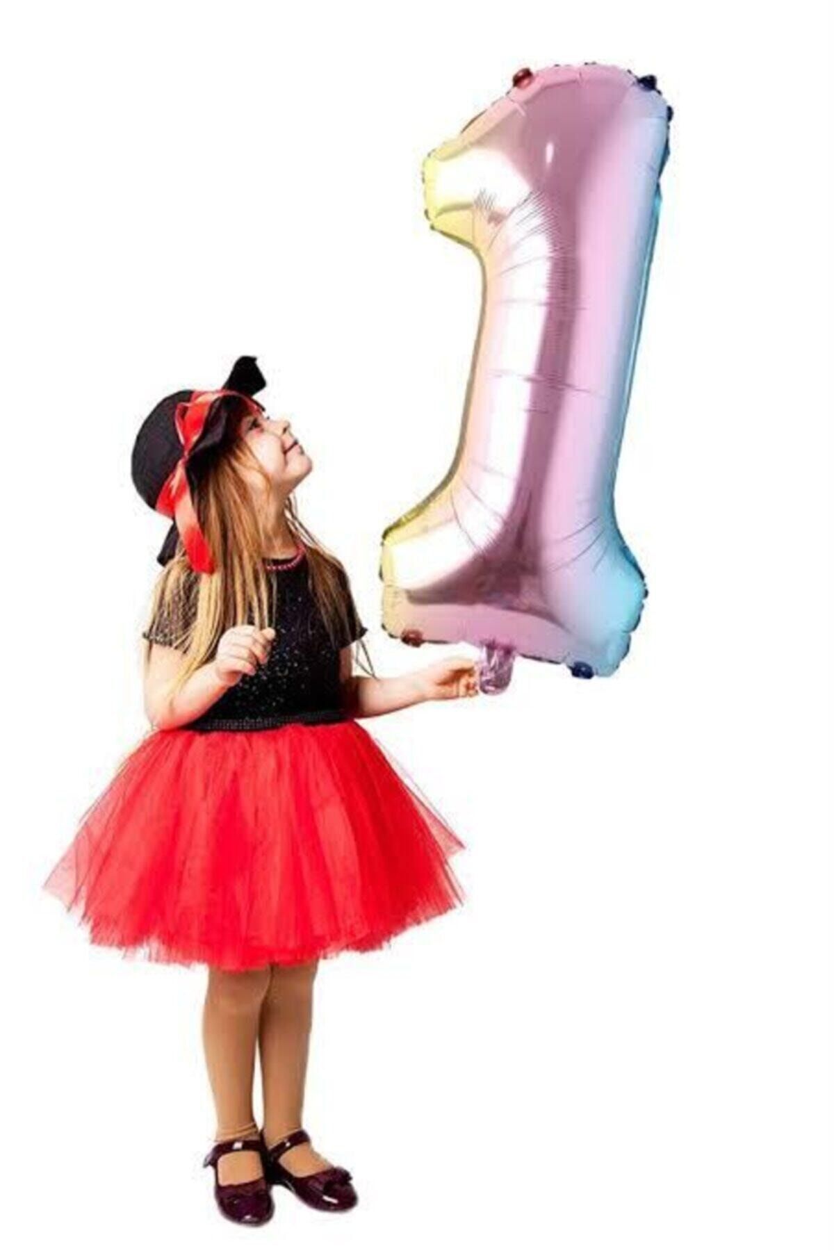 EA HOME 1 Yaş Renkli Folyo Balon Unicorn Gökkuşağı 74 Cm