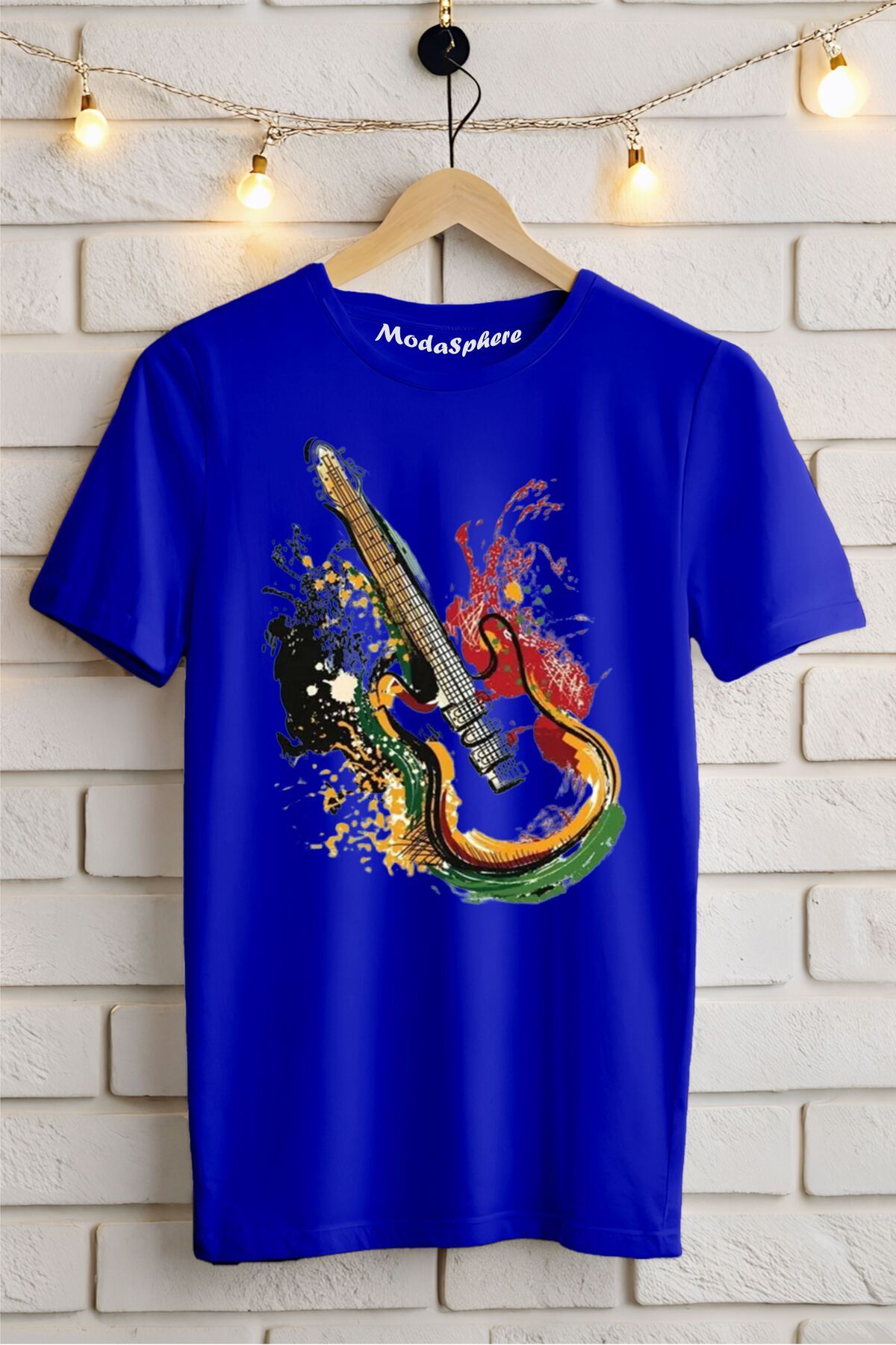 ModaSphere Gitar Baskılı Unisex Oversize Tişört