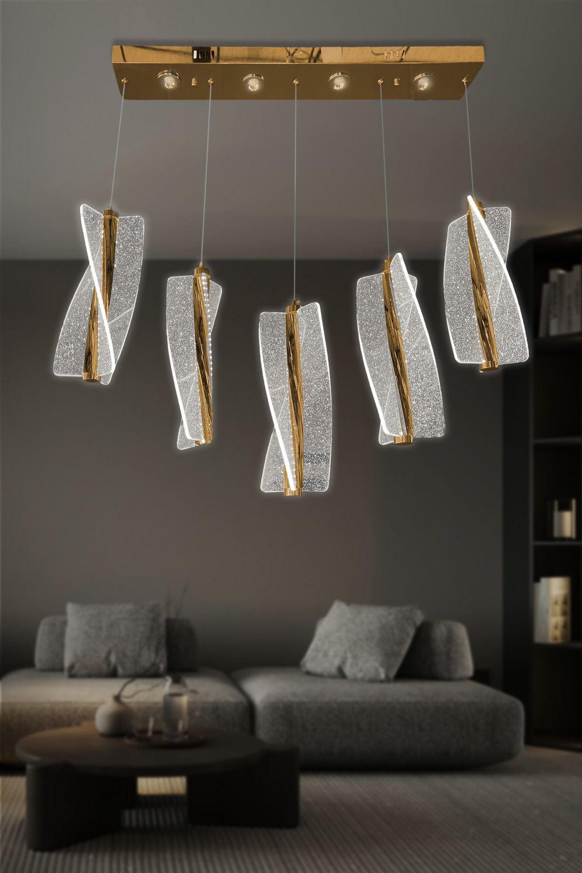 RSCOLLECTIONS Liza 5 Li Sıralı Sarkıt Led Avize