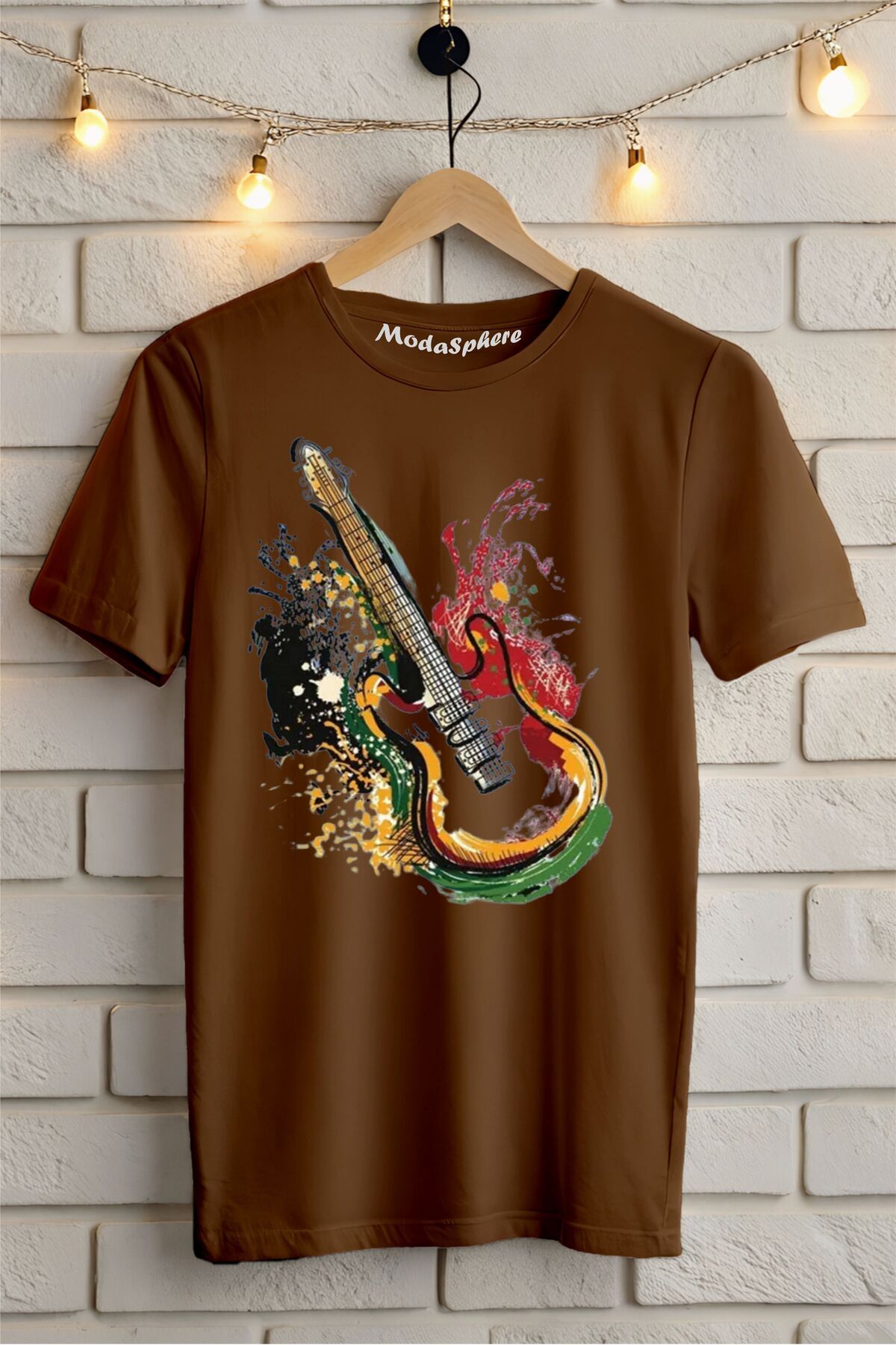 ModaSphere Gitar Baskılı Unisex Oversize Tişört