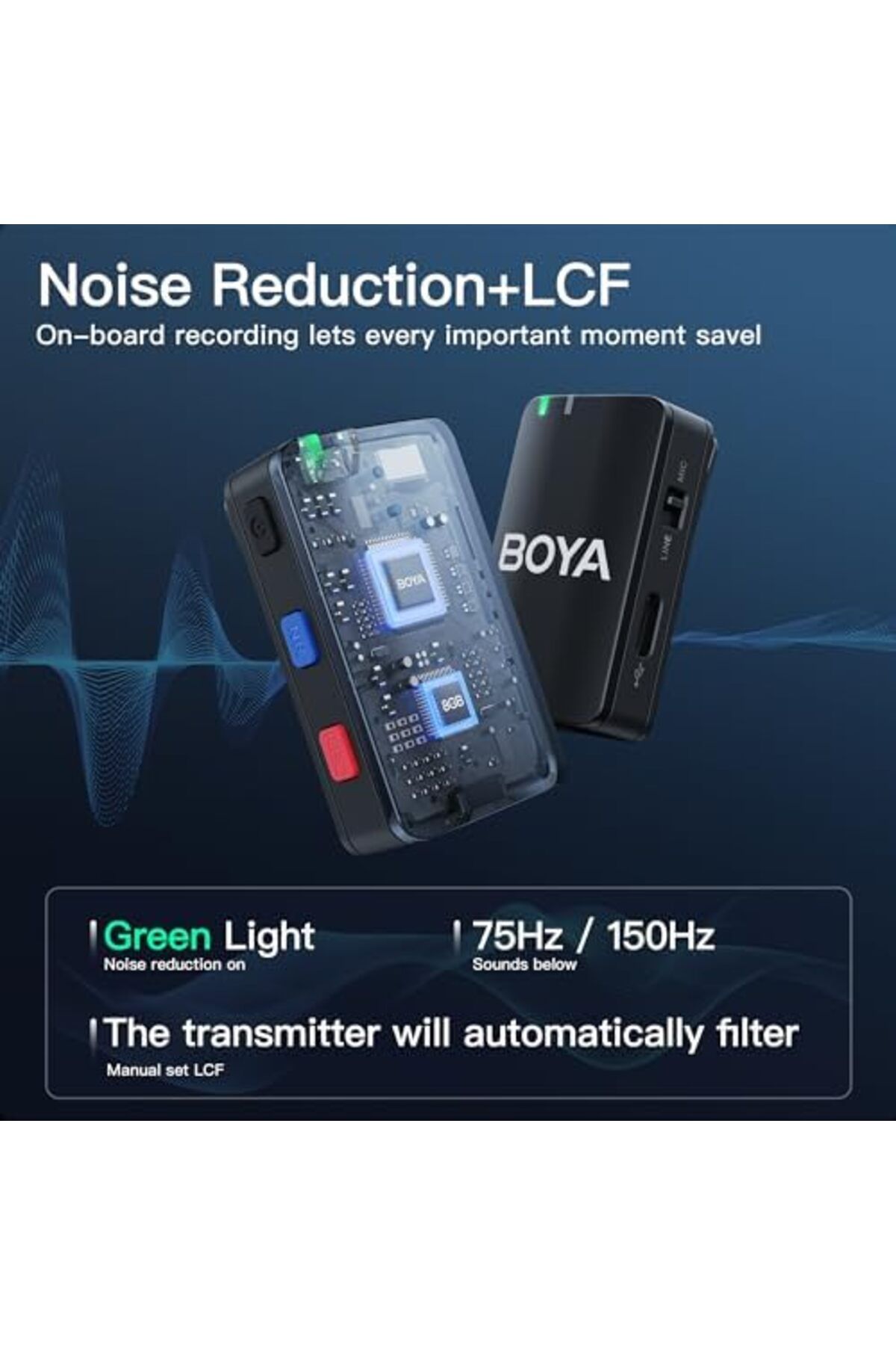BOYA-Boya BOYAMIC Wireless lavalier Microphone for iPhone Android Smartphone Camera, onboard Recording, 2 8