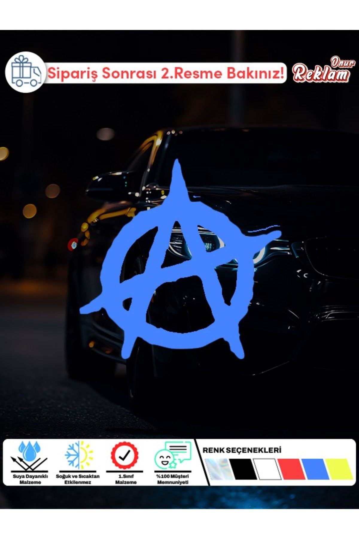 Onur Reklam Anarşi (Anarchy) Sembolü Sticker Seti – 5’li Paket | Suya Dayanıklı & 1. Sınıf Kalite