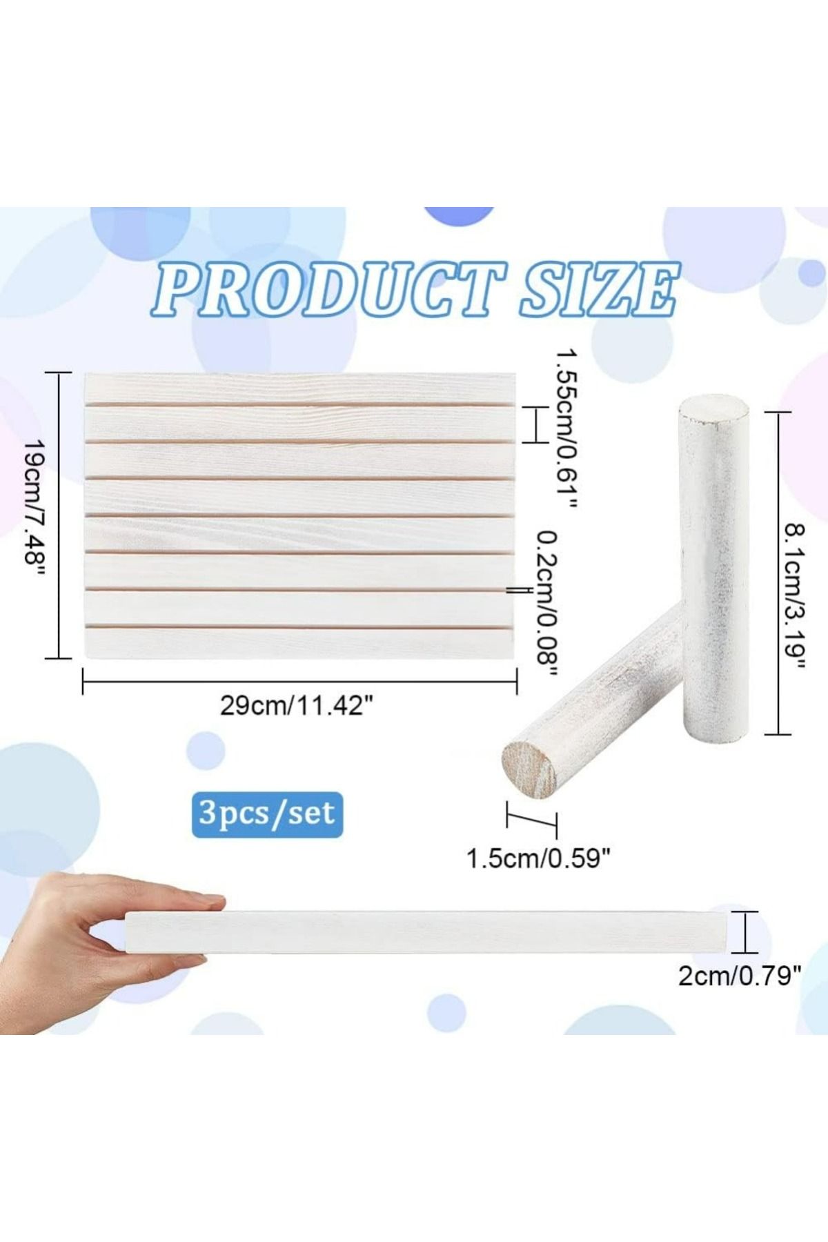 Choice-AECH03-19422 Wood Earring Card Holder with 2 Detachable Pegs White Jewelry Earring Display Earring H 1