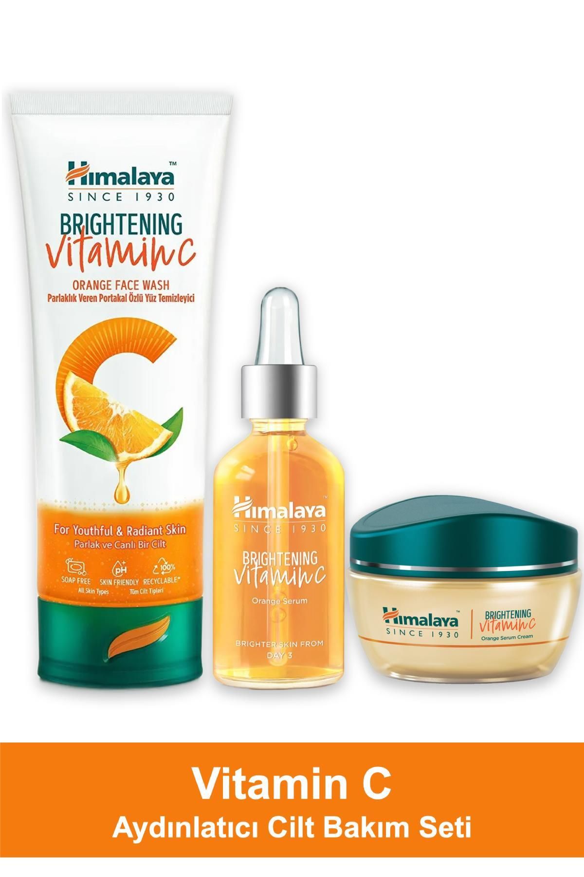 Himalaya Since 1930 Vitamin C Aydınlatıcı Cilt Bakım Seti| Portakal Özlü | Yüz Temizleyici, Serum, Nemlendirici