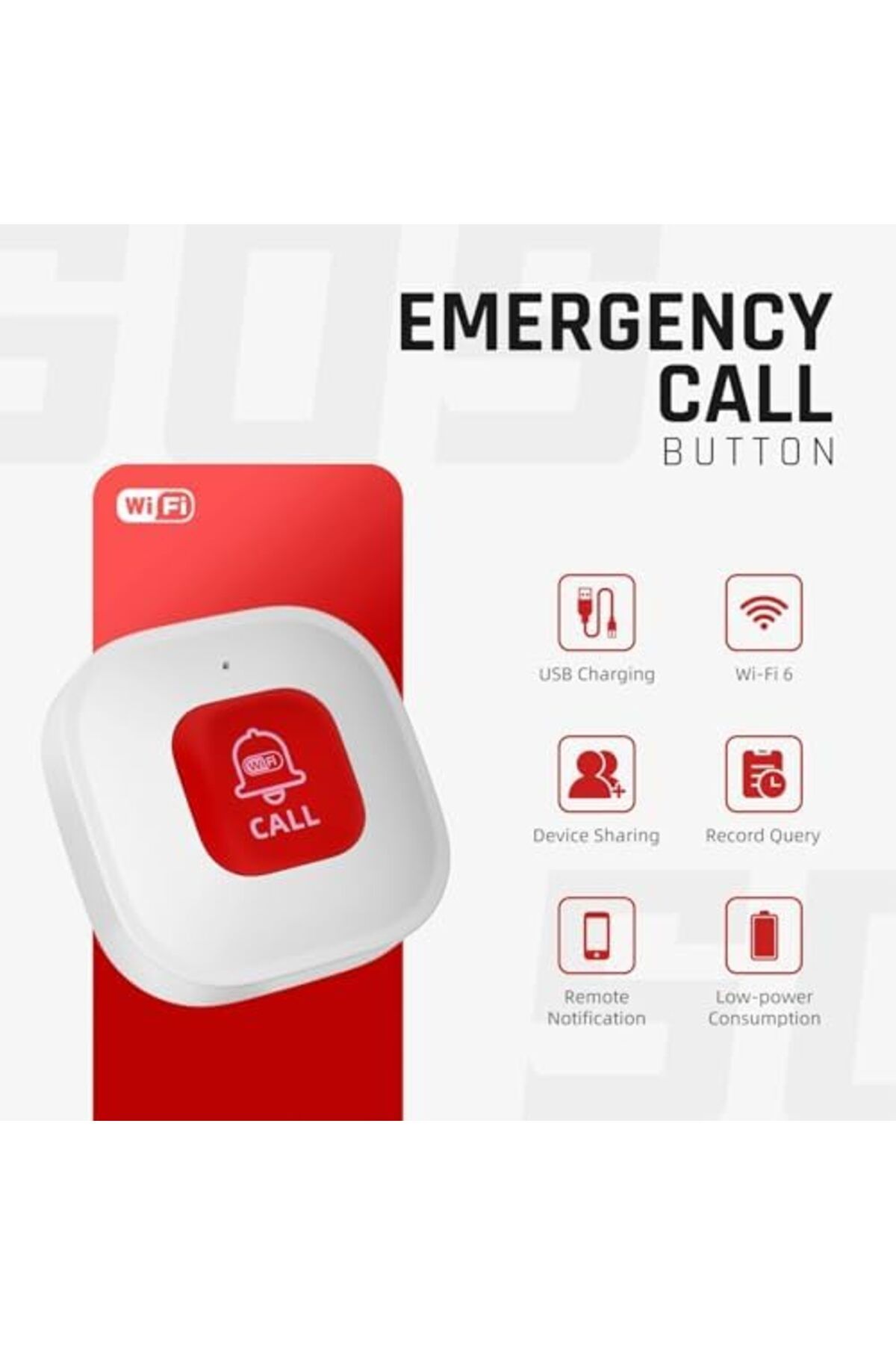 UanTii-زر SOS الذكي Tuya WiFi زر مساعدة الطوارئ جهاز استدعاء مقدم الرعاية اللاسلكي جهاز إرسال تنبيهات الهاتف 3