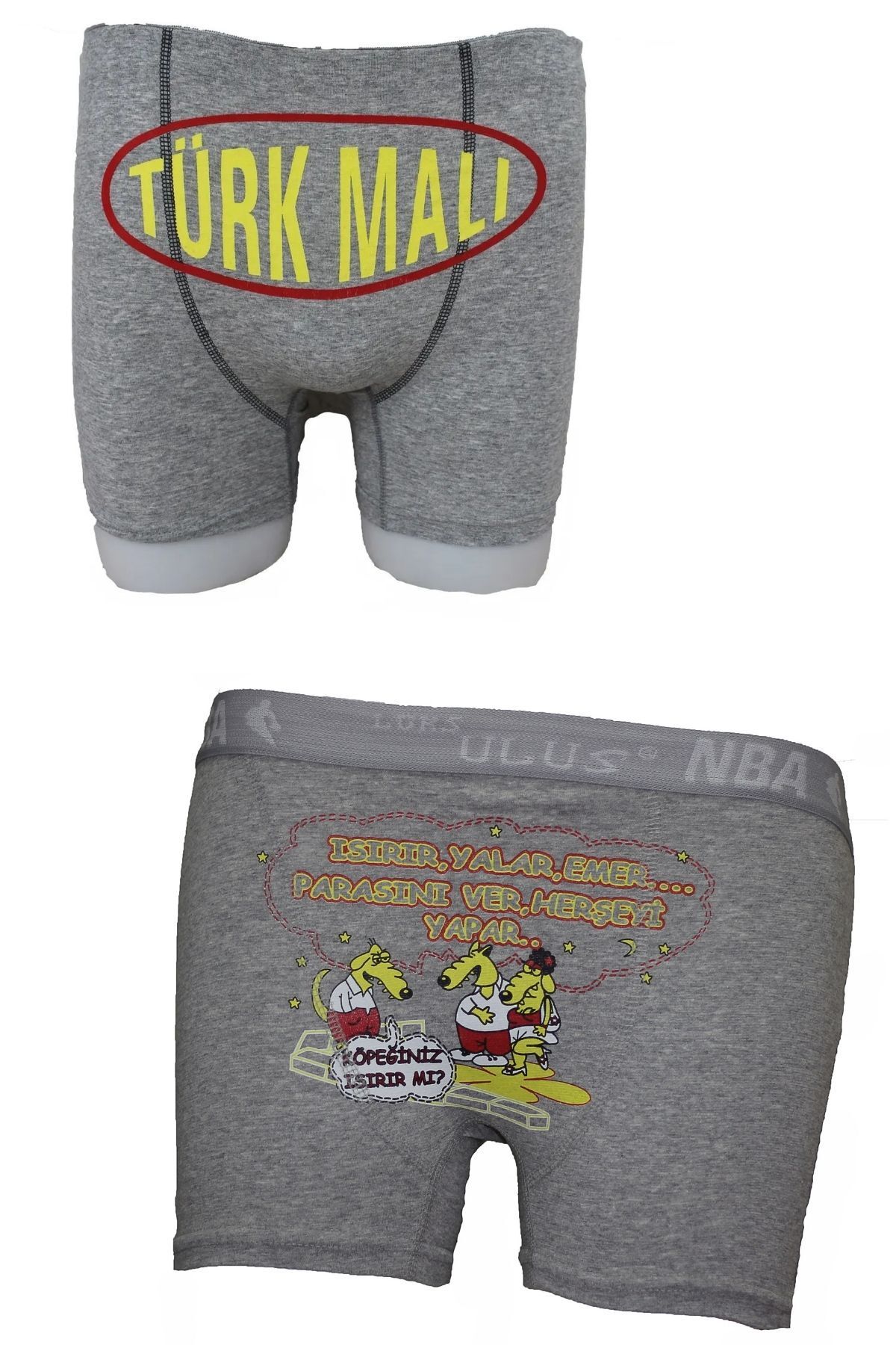 lelies Baskılı Komik 2'Li Boxer Set Beyaz Gri