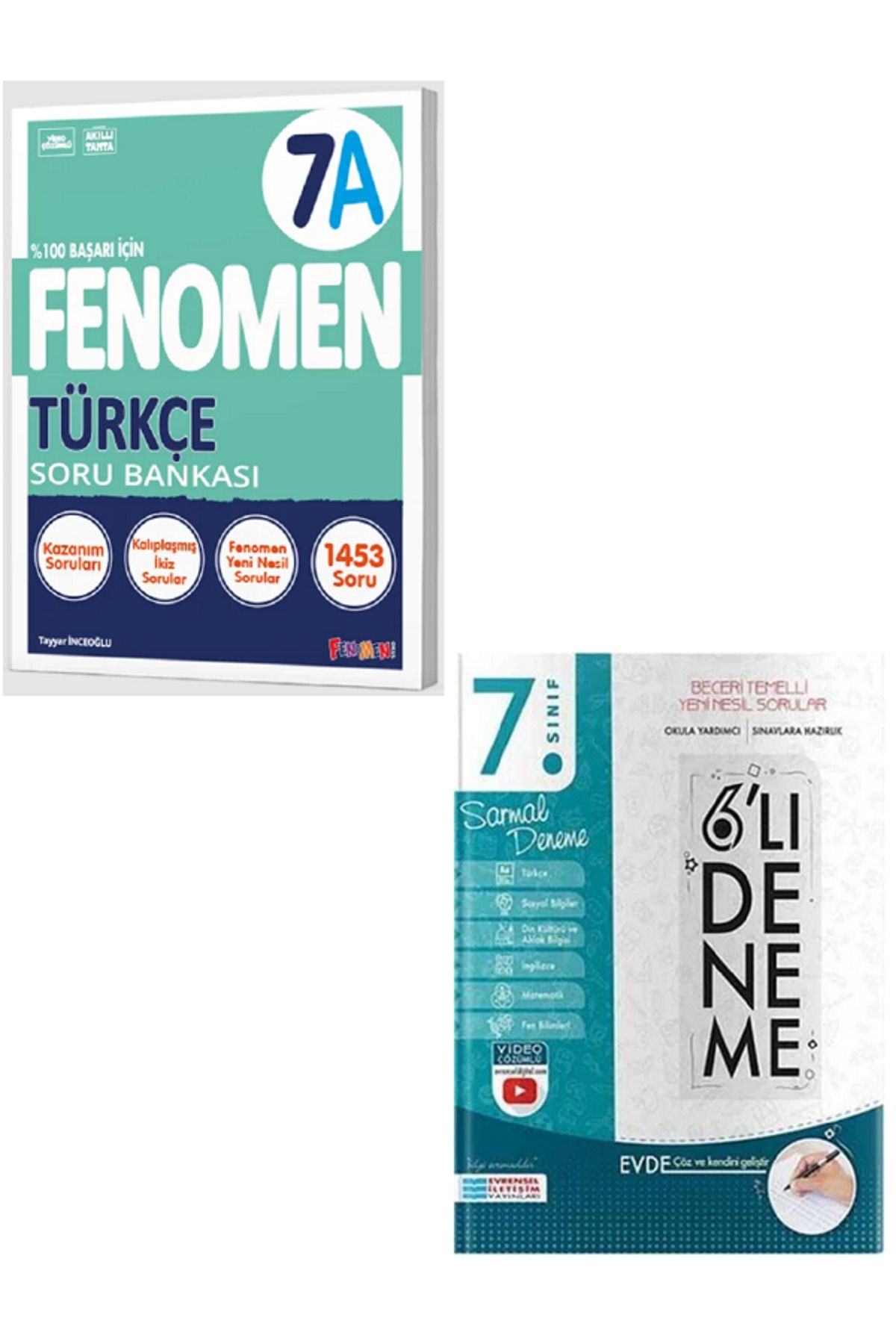 Evrensel İletişim Yayınları 7.Sınıf Fenomen 7A Türkçe Soru Bankası + 7.Sınıf Evrensel 6'Lı Sarmal Deneme / 2 KİTAP SET