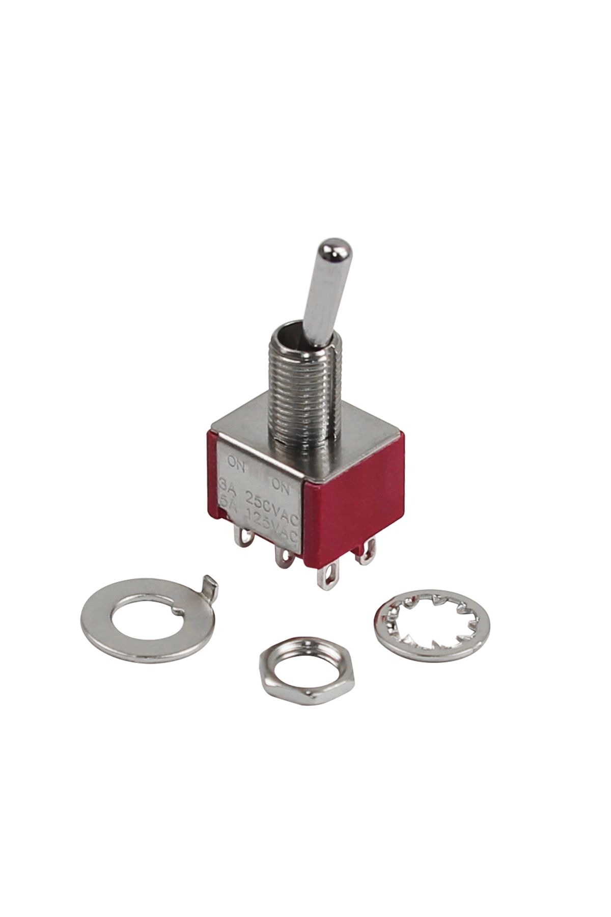 Choice-FLEOR 2PCS Red Mini 2 Way Toggle Switch Guitar Pickup Selector Switch DPDT ON/ON 3A 250V AC / 5A ... 3