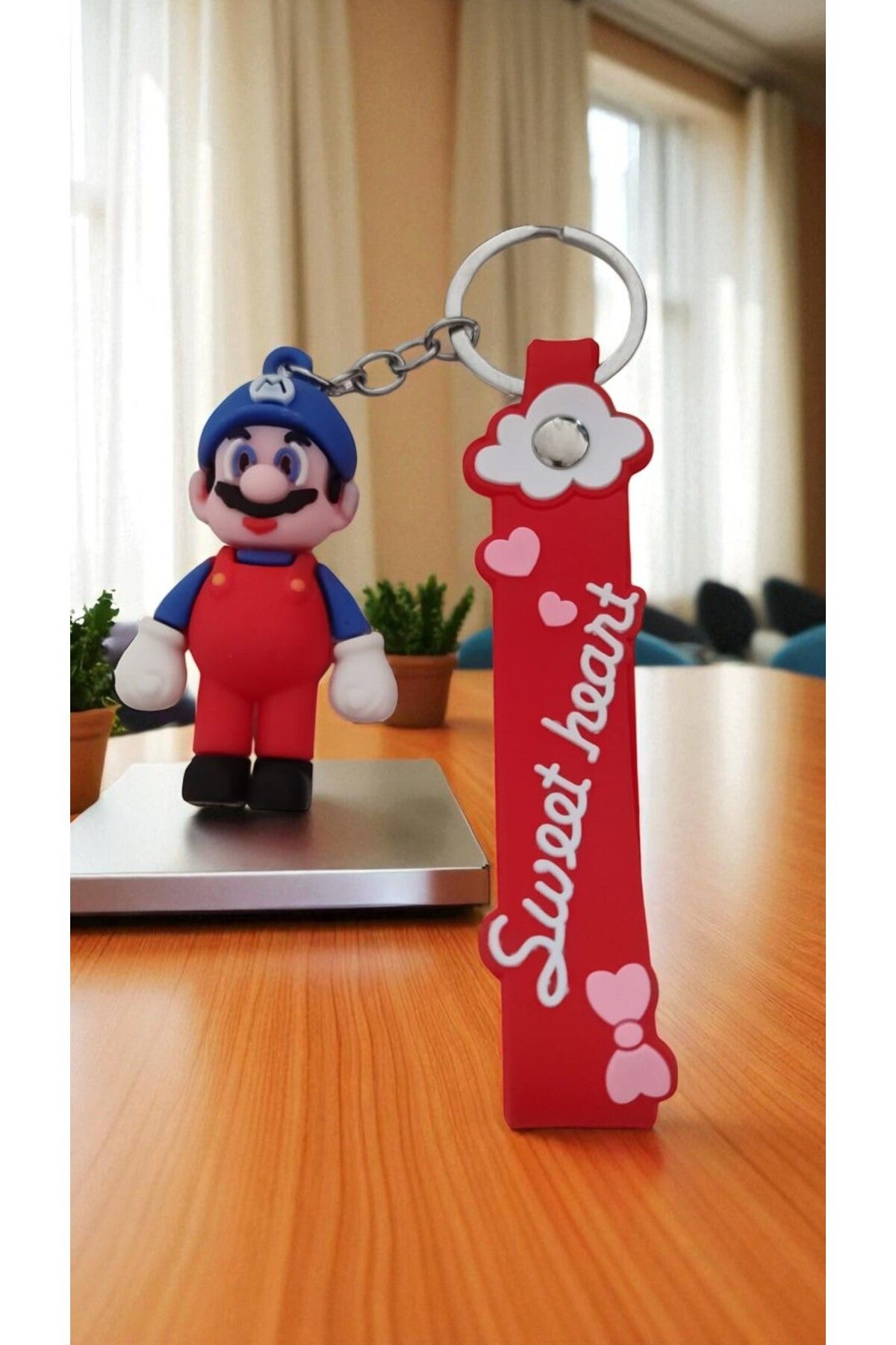 FAMEMUS ACCESSORY 3d Sevimli Süper Mario Figürlü Anahtarlık – "Sweet Heart" Tasarımı ile Çanta Aksesuar (1 adet )