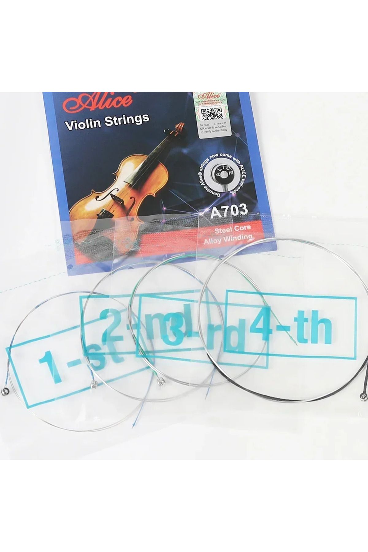 Choice-Alice A703 Violin Strings Plated Steel Alloy Winding With 4 pieces Strings Set E/A/D/G Practice U... 3