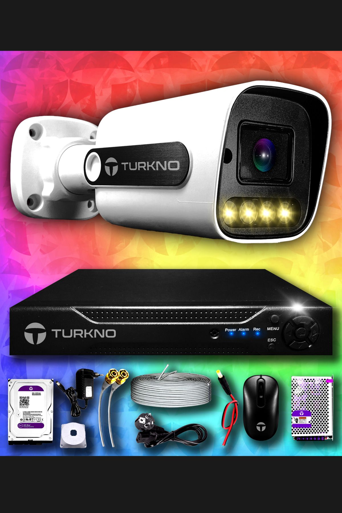 Turkno 1 Kameralı Navie 1 Dış Kamera Set 320 Gb Hdd Full Hd Renkli Gece Görüşlü Güvenlik Kamerası Sistemi